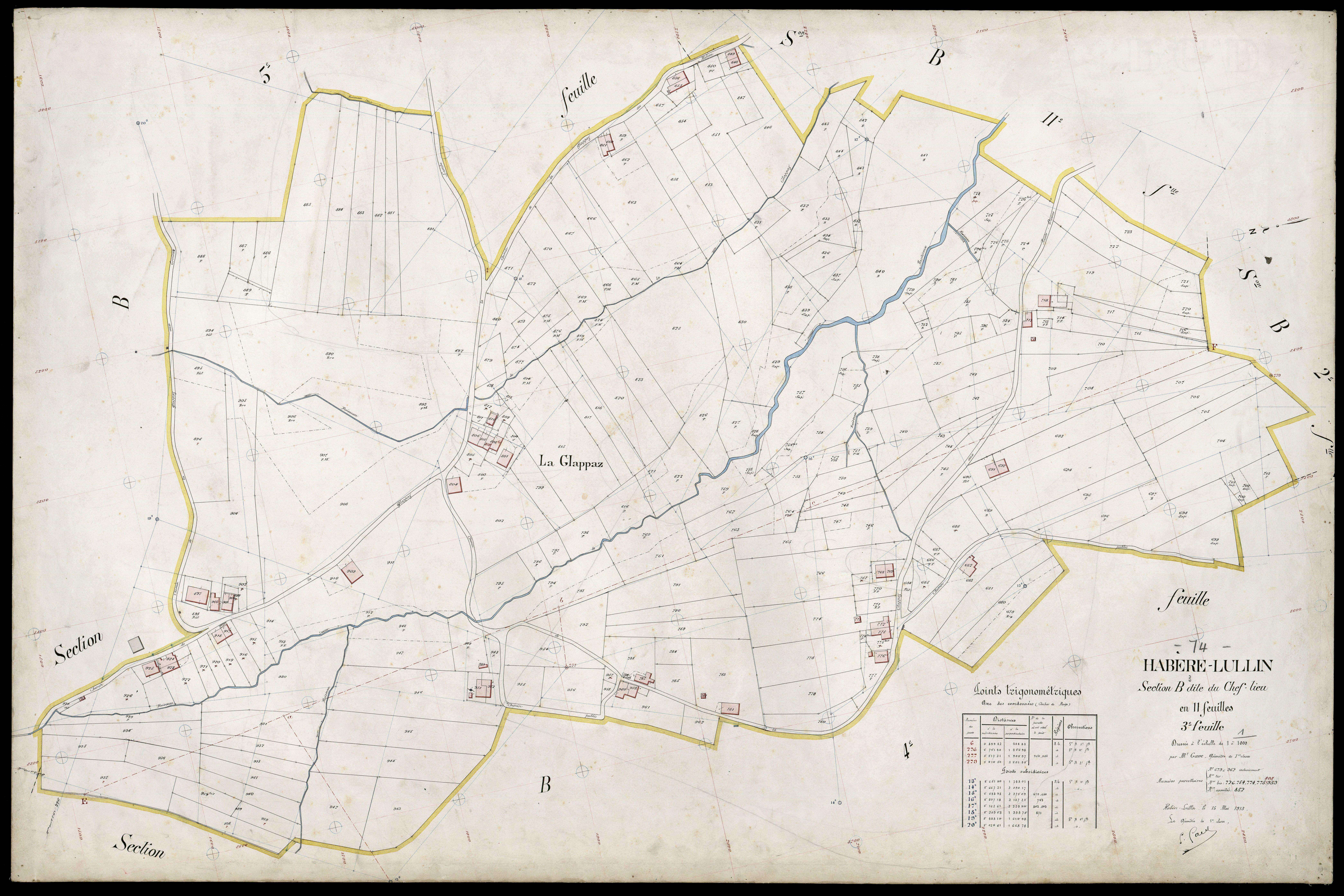 3 P 3 5159 - Feuille n° 4, parcelles n° 963 à 970 - 15 mai 1913