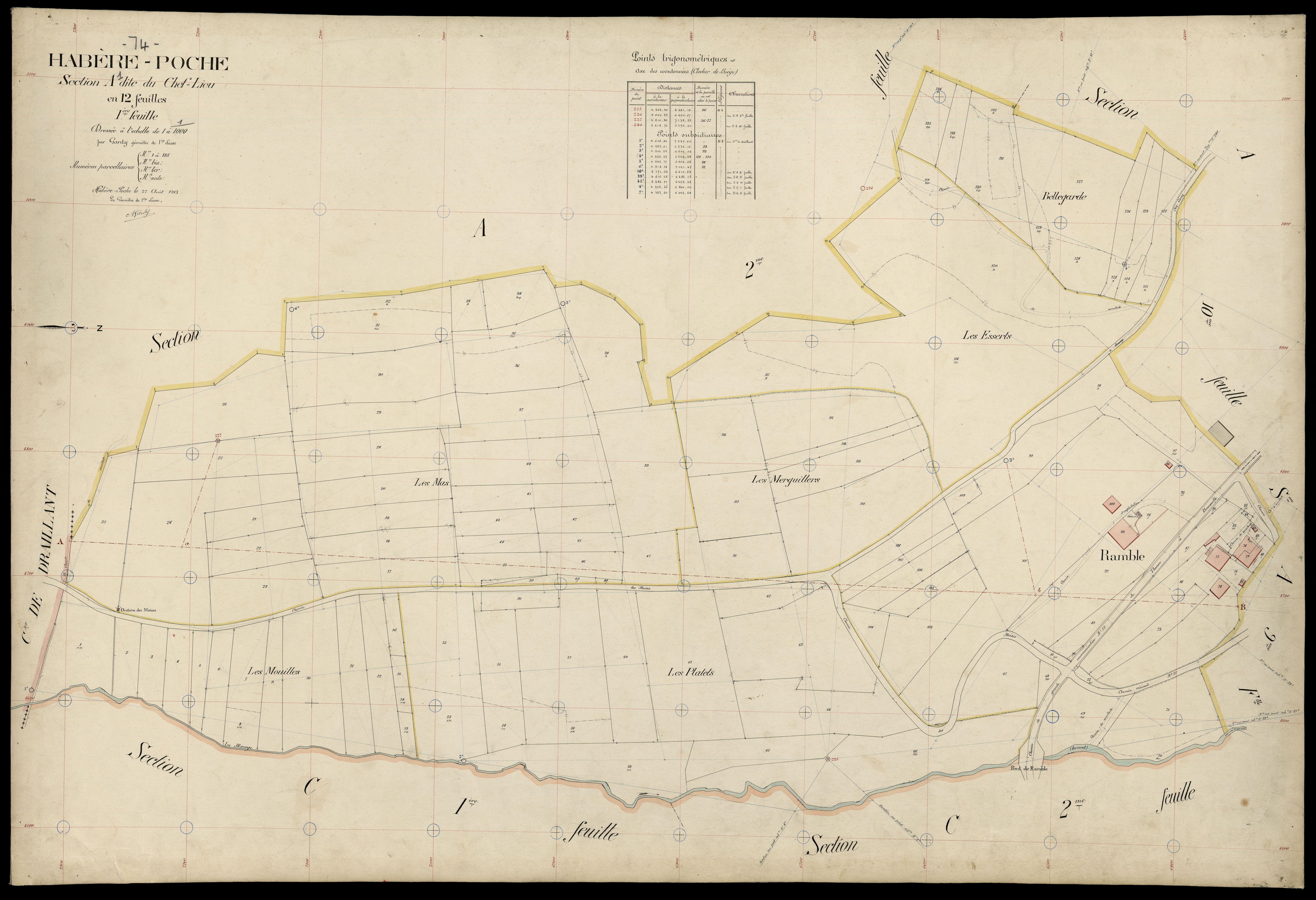 3 P 3 5169 - Feuille n° 2, parcelles n° 136 à 143 - 27 août 1913