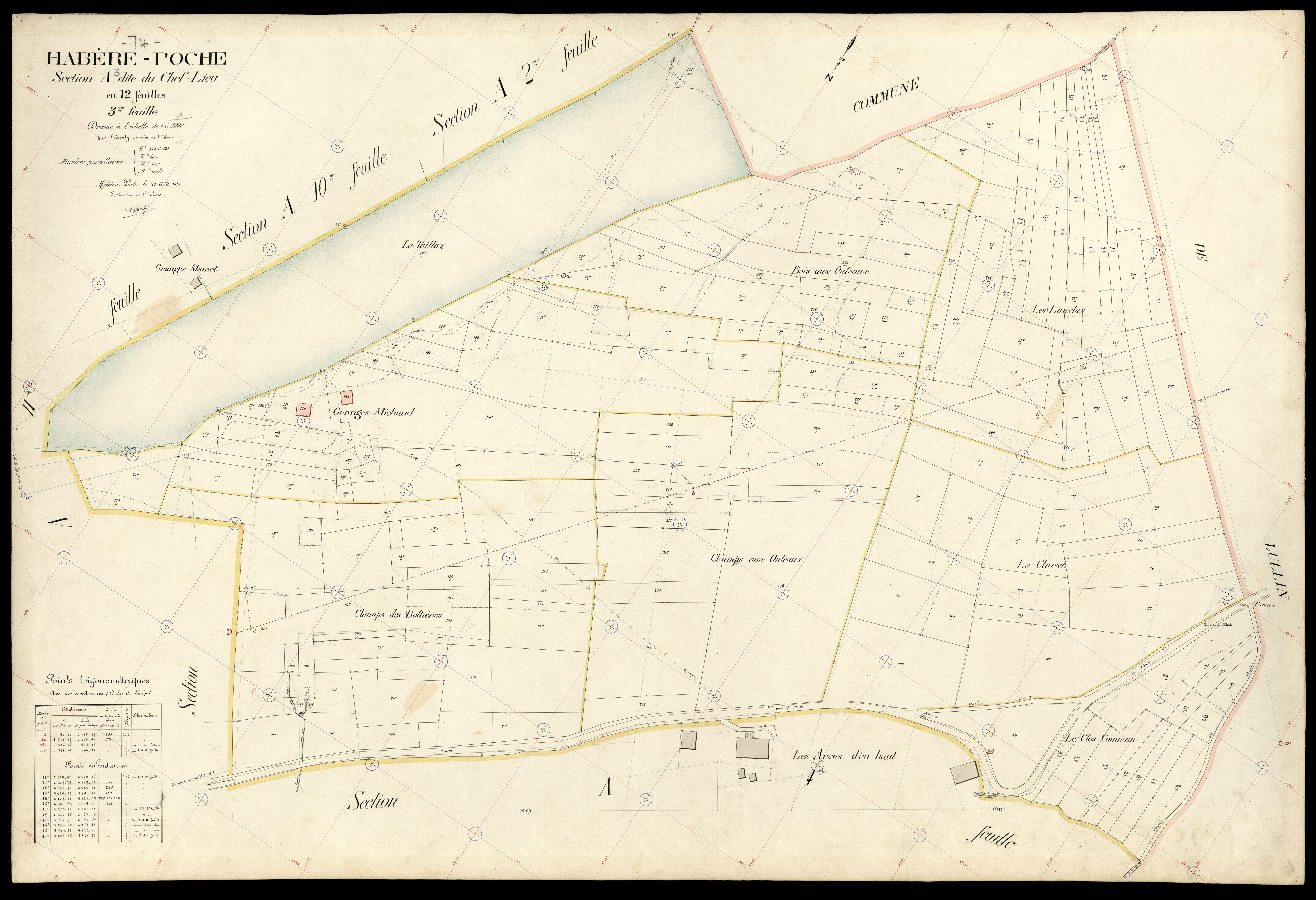 3 P 3 5171 - Feuille n° 4, parcelles n° 334 à 9 - 27 août 1913