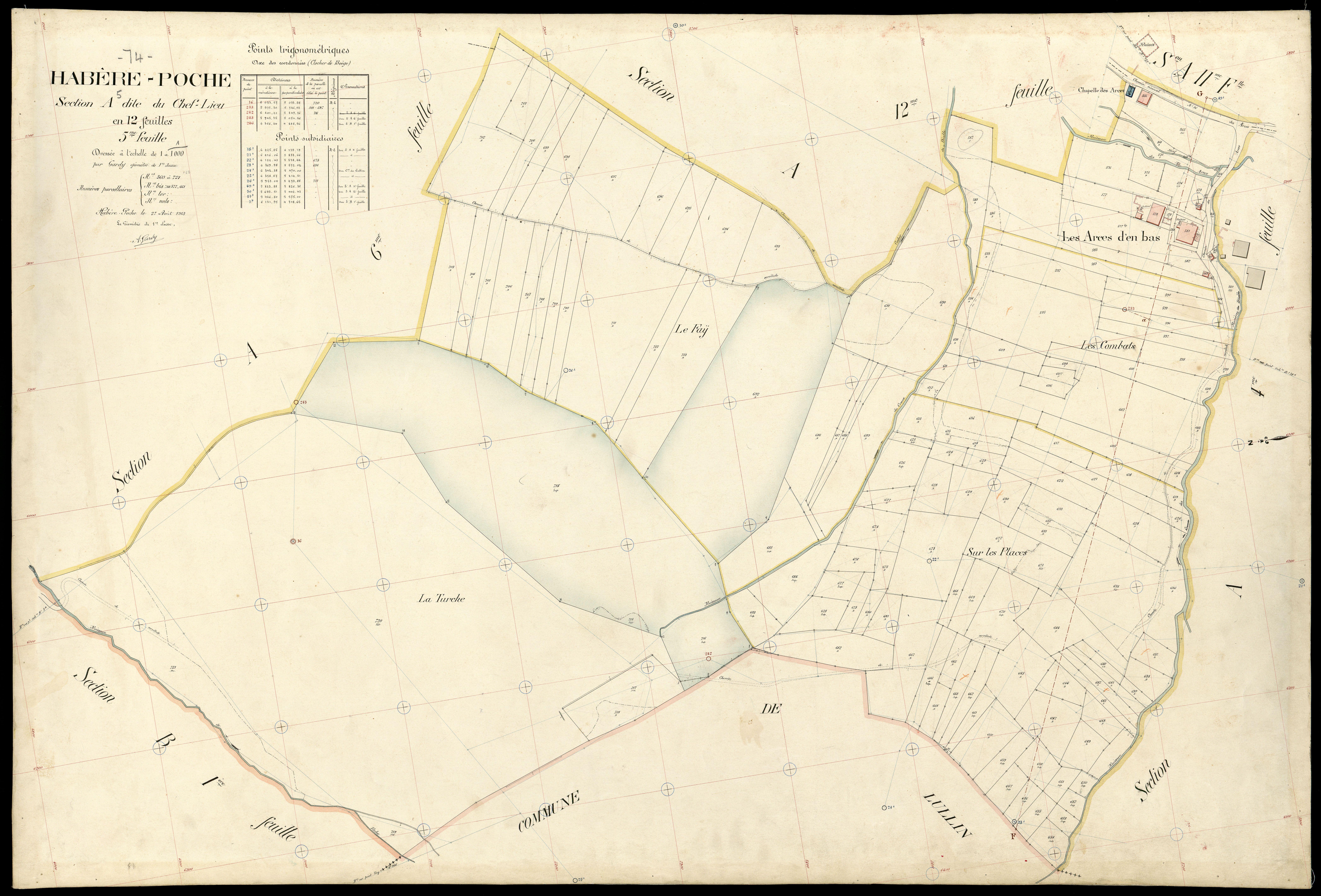 3 P 3 5173 - Feuille n° 6, parcelles n° 722 à 826 - 27 août 1913