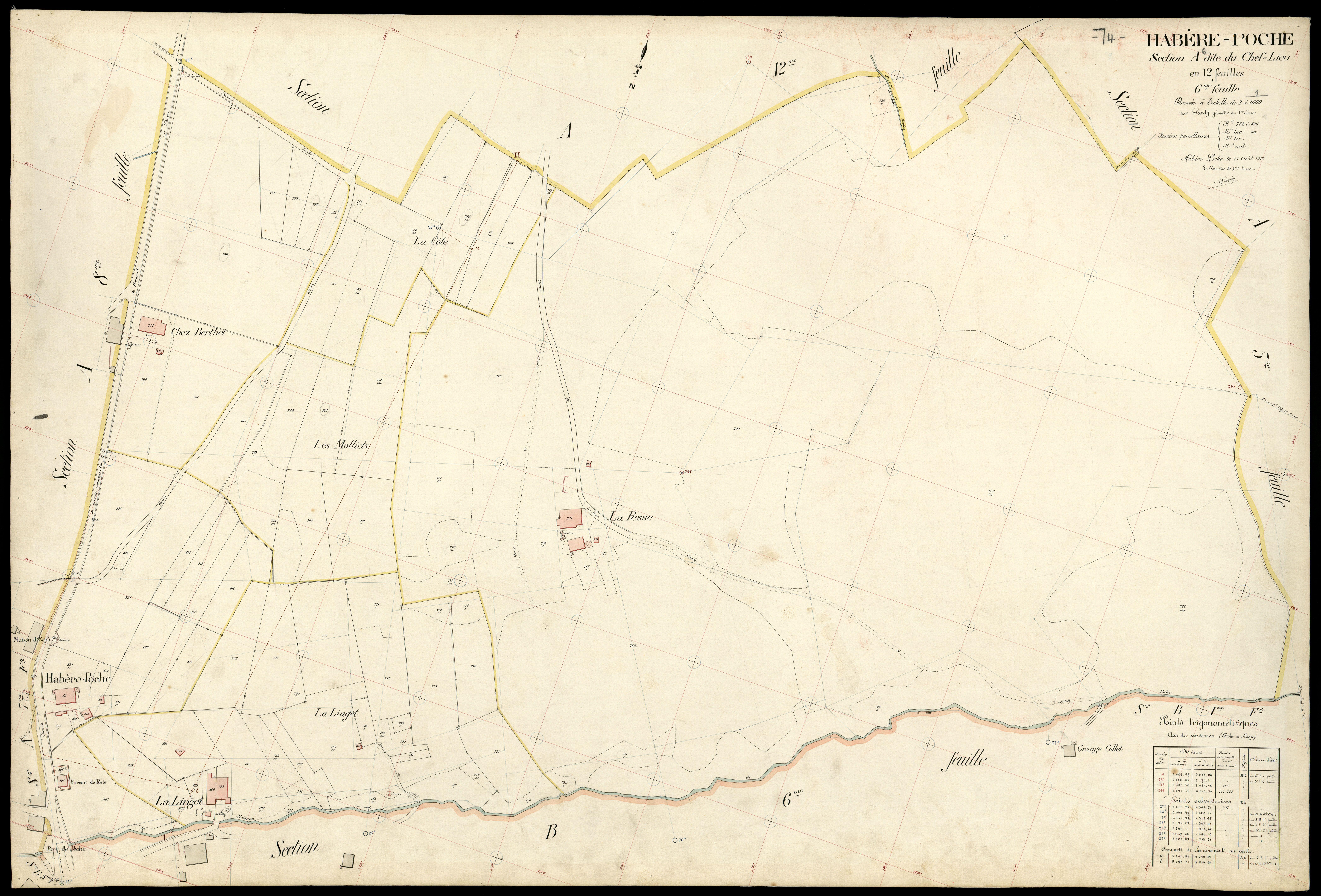 3 P 3 5174 - Feuille n° 7, parcelles n° 827 à 916 - 27 août 1913
