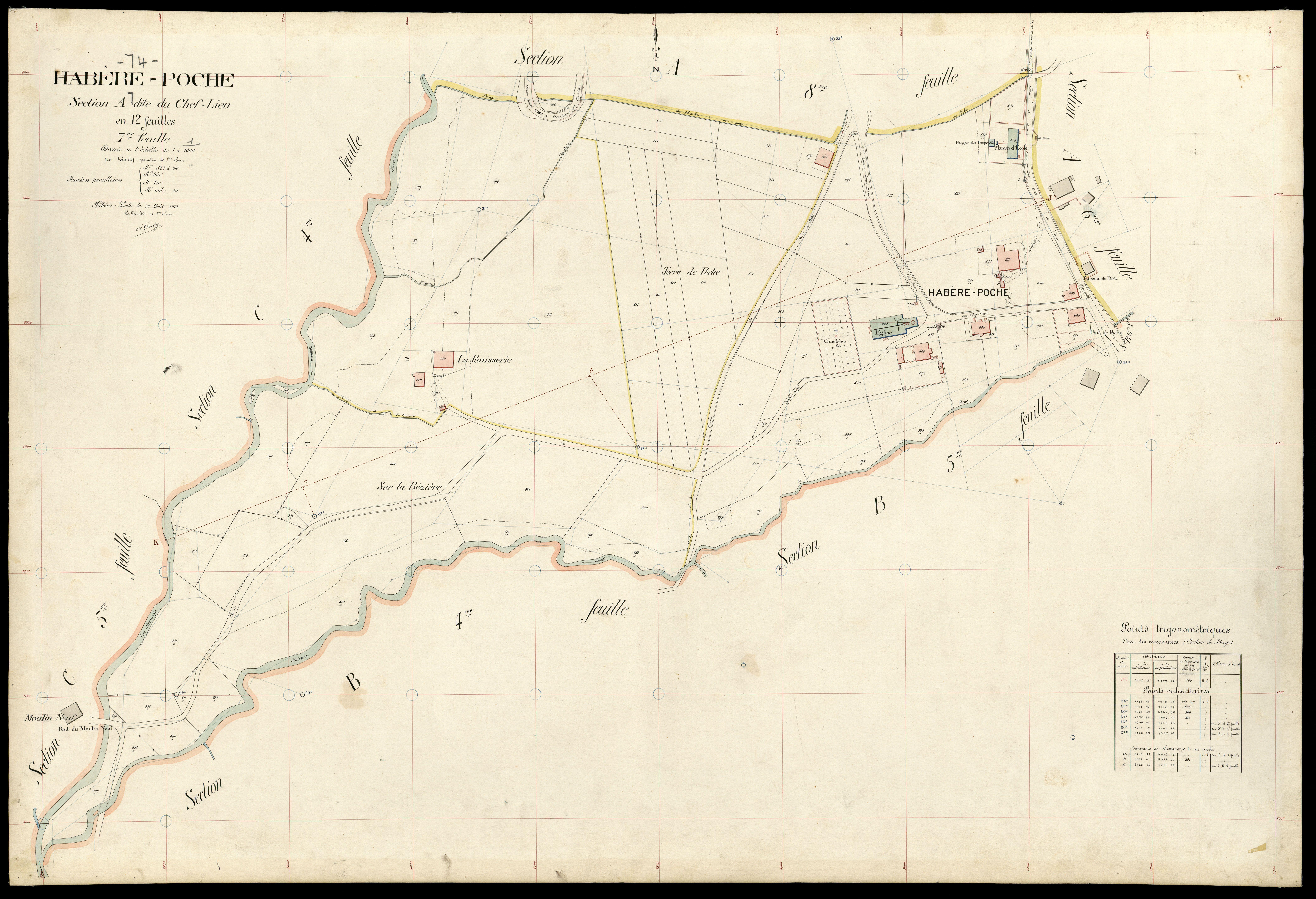 3 P 3 5175 - Feuille n° 8, parcelles n° 917 à 1129 - 27 août 1913