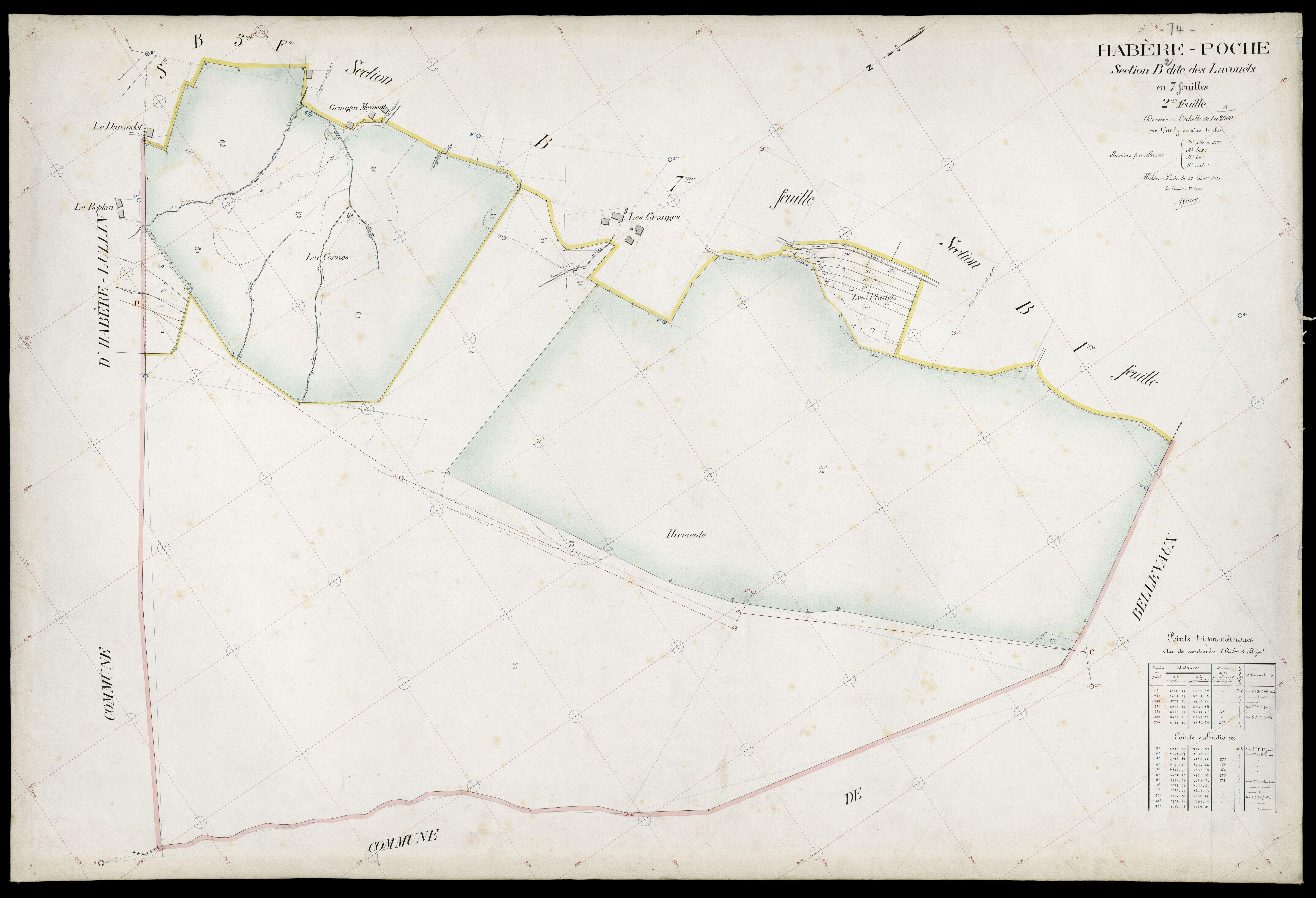 3 P 3 5182 - Feuille n° 3, parcelles n° 291 à 439 - 27 août 1913