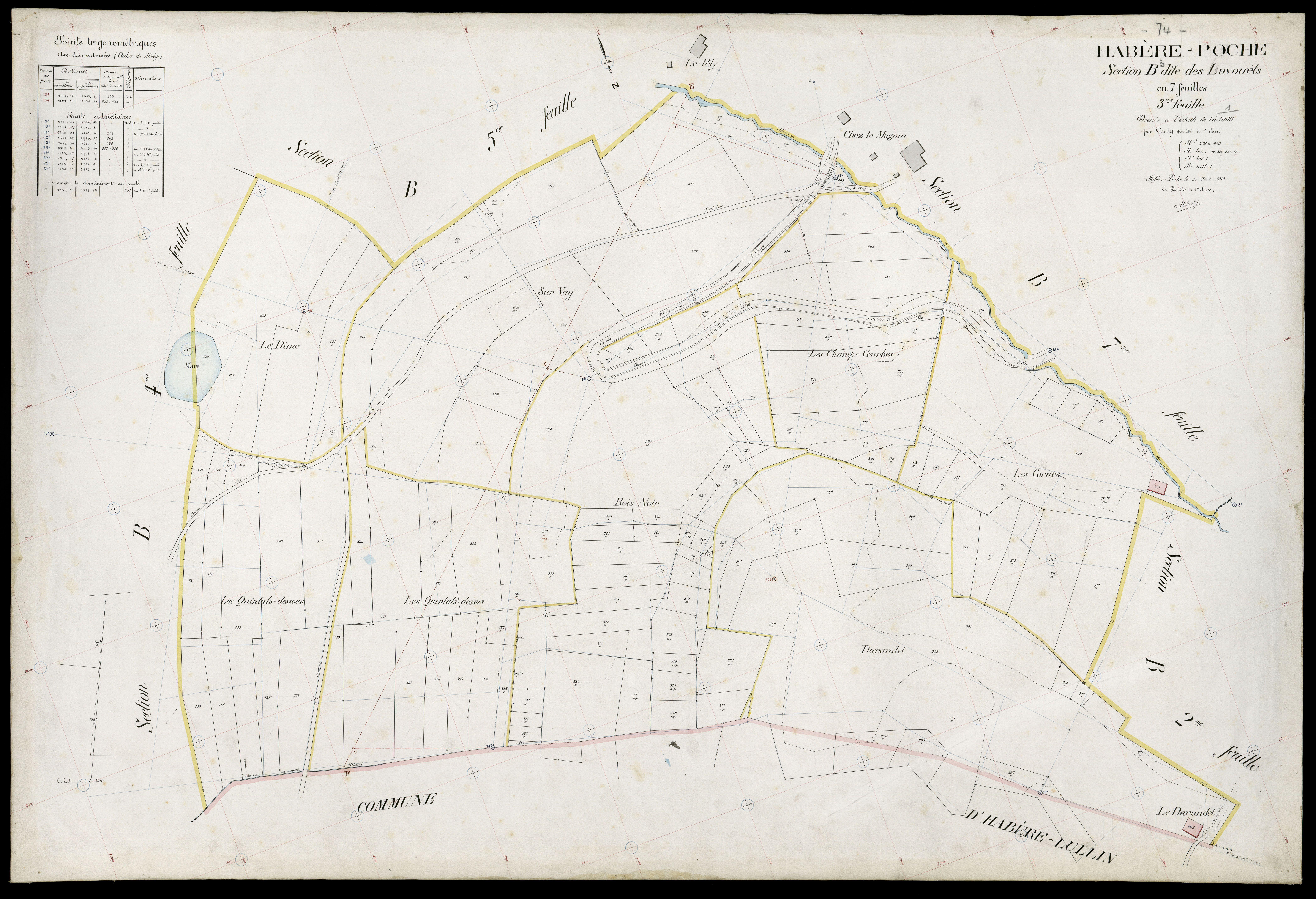 3 P 3 5183 - Feuille n° 4, parcelles n° 440 à 629 - 27 août 1913