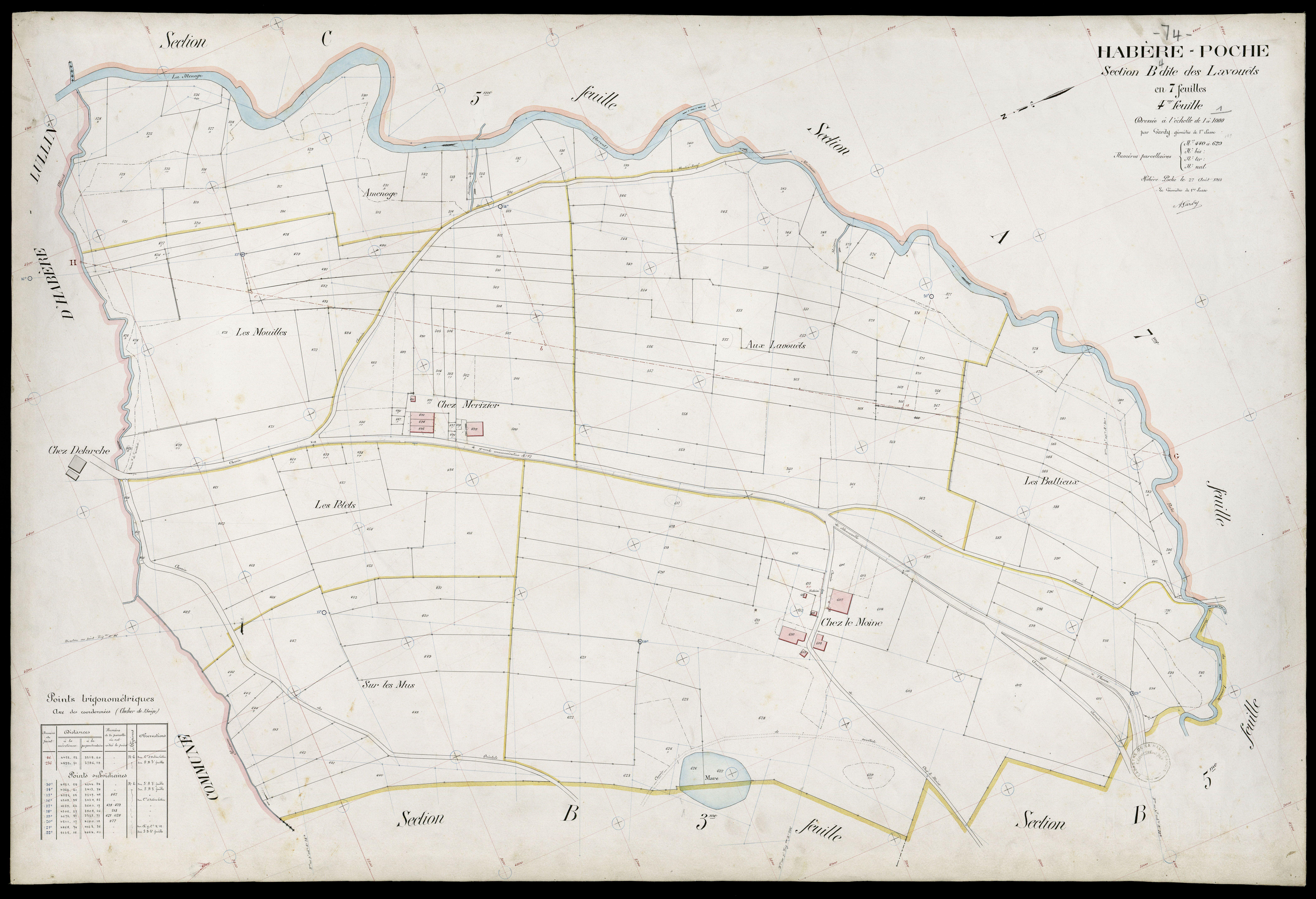 3 P 3 5184 - Feuille n° , parcelles n° 630 à 781 - 27 août 1913