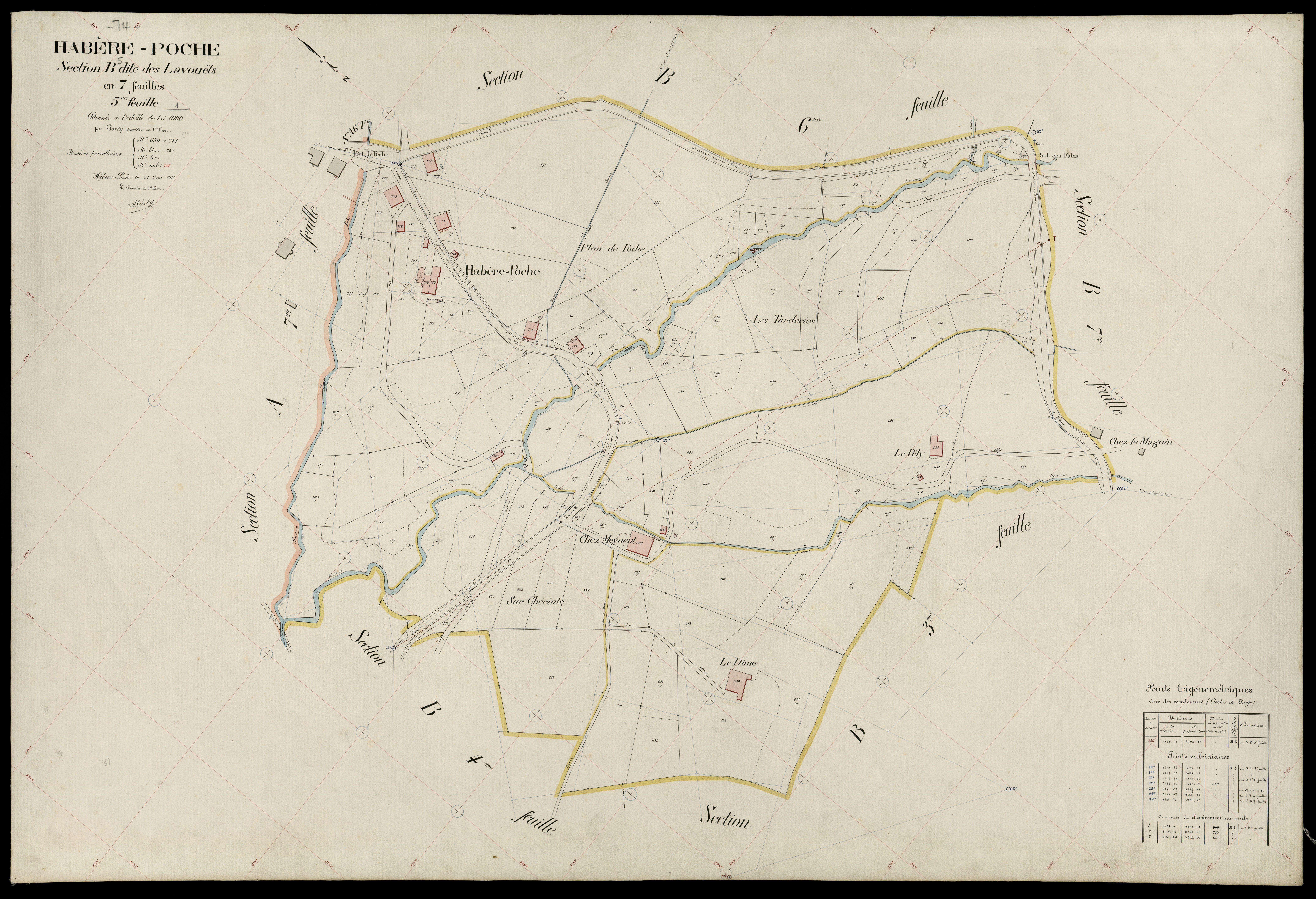 3 P 3 5185 - Feuille n° 6, parcelles n° 782 à 893 - 27 août 1913