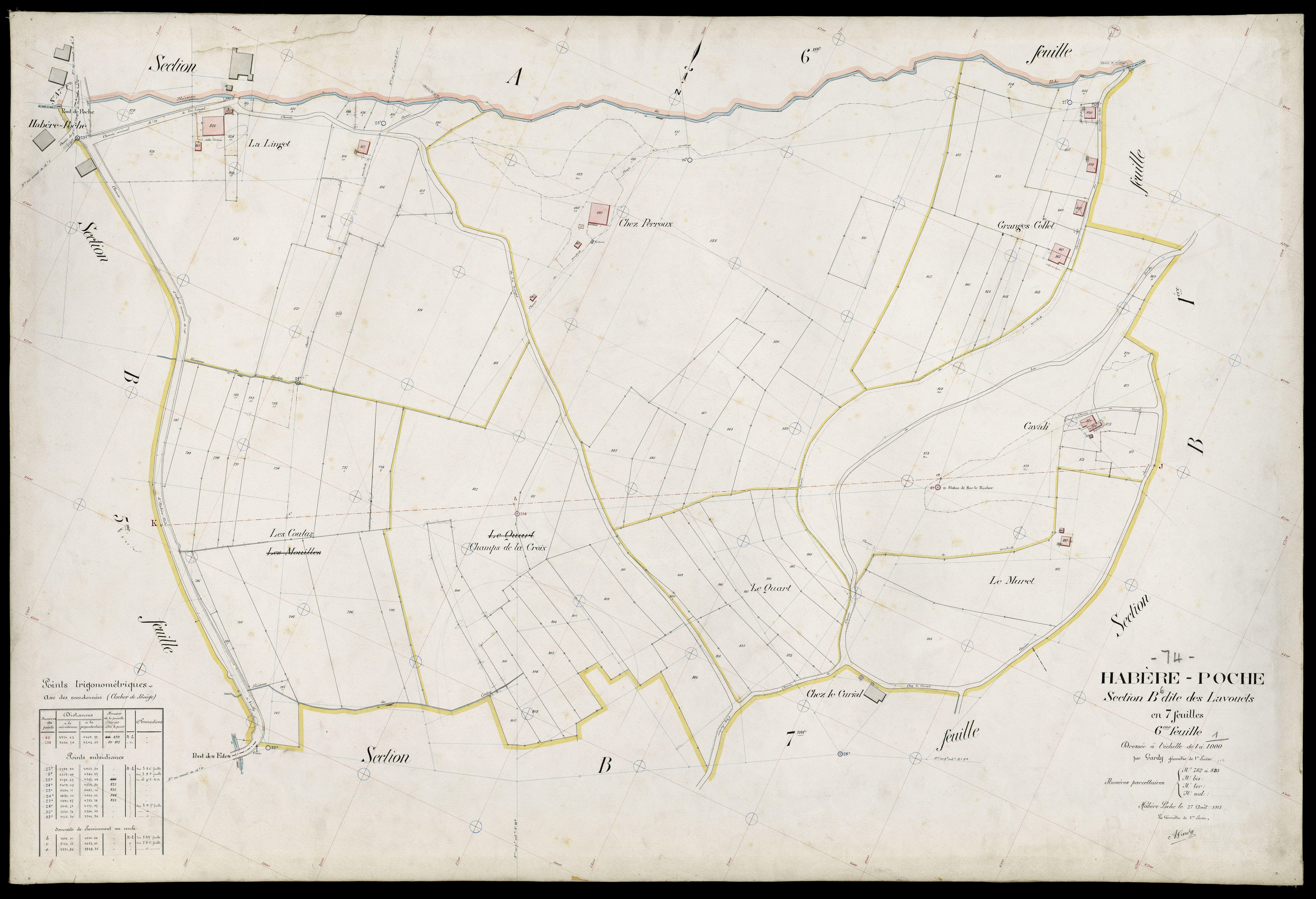 3 P 3 5186 - Feuille n° 7, parcelles n° 894 à 1224 - 27 août 1913