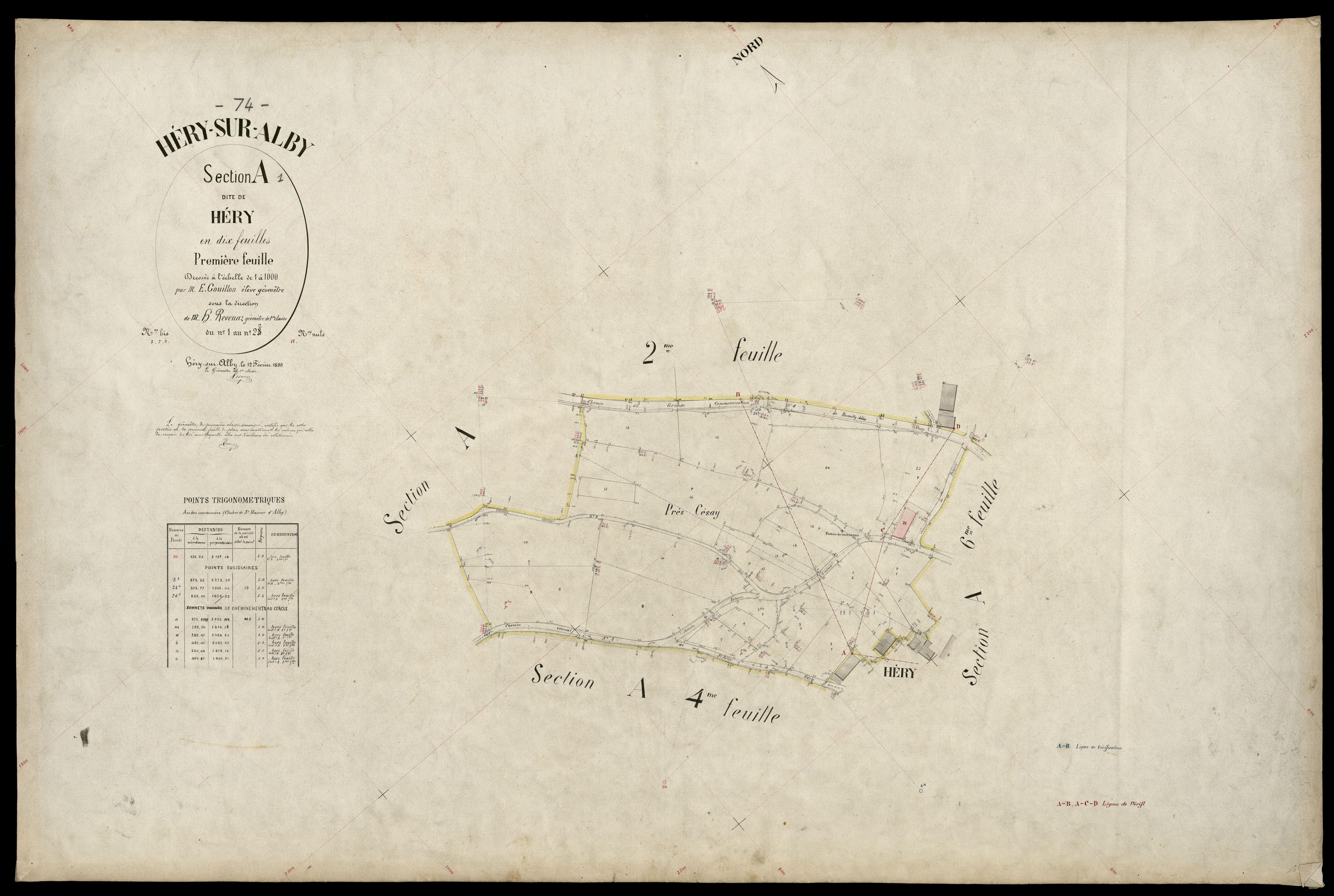 3 P 3 5209 - Feuille n° 2, parcelles n° 23 à 94 - 12 février 1890