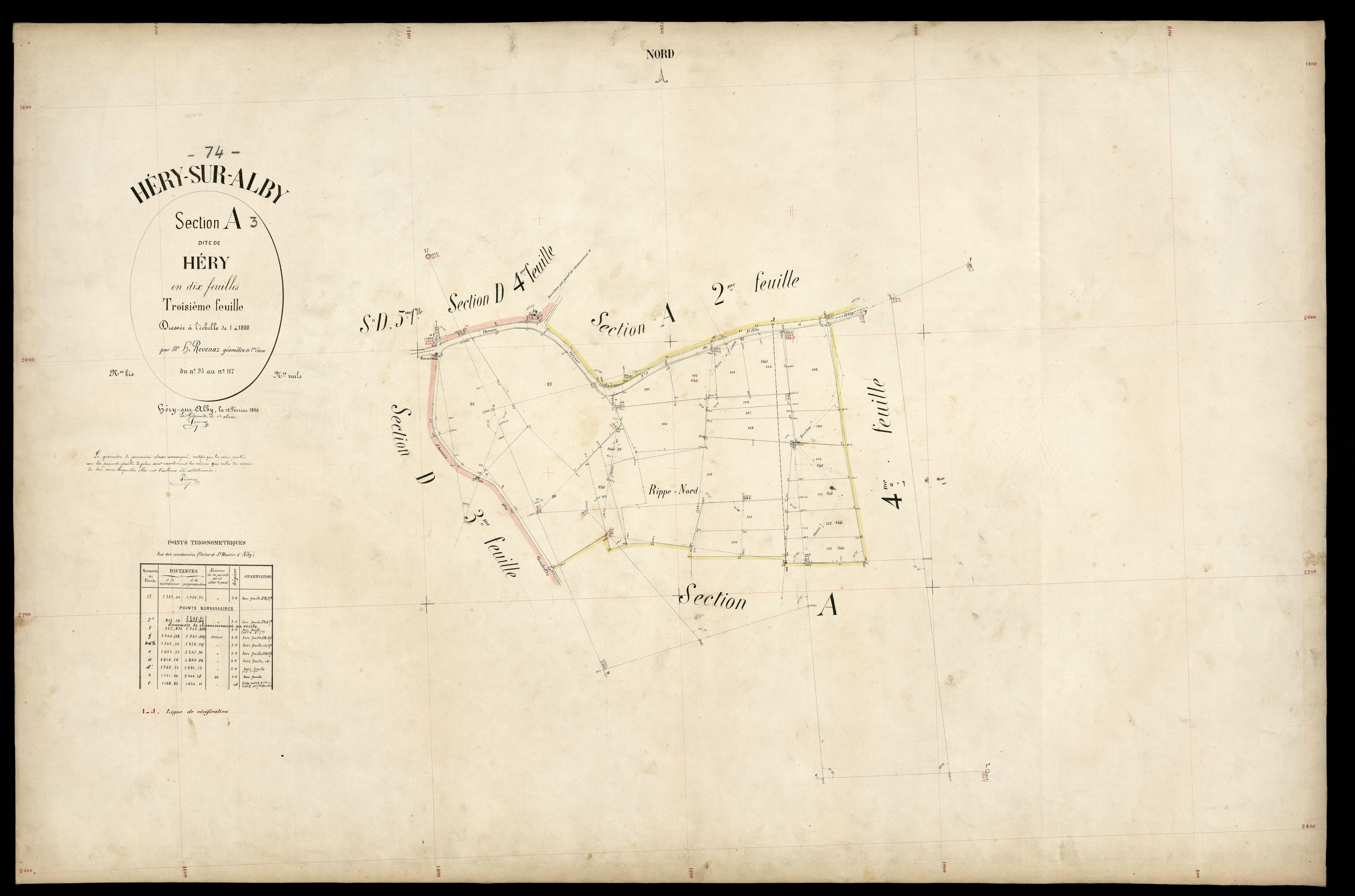 3 P 3 5211 - Feuille n° 4, parcelles n° 118 à 196 - 12 février 1890