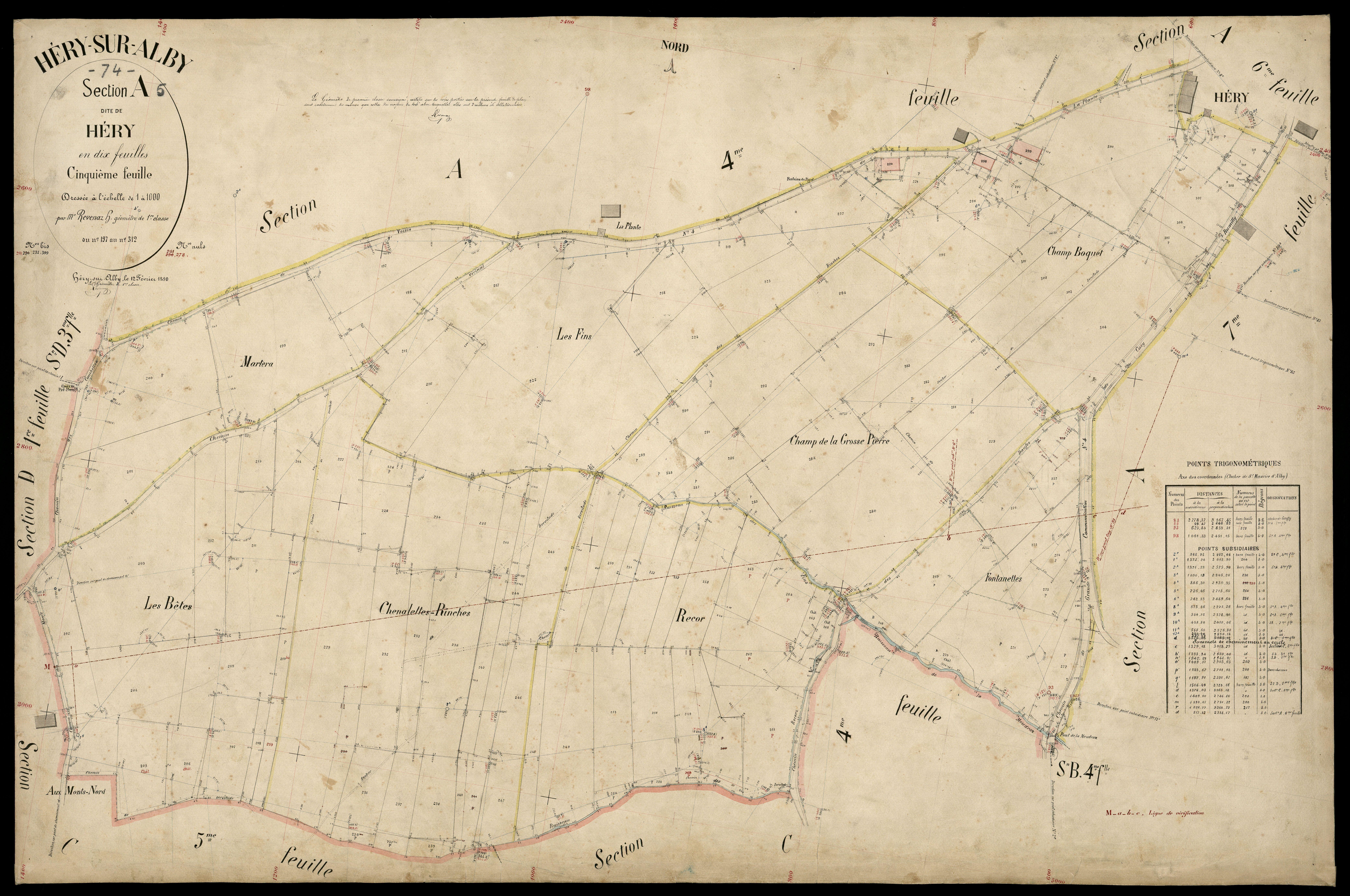 3 P 3 5213 - Feuille n° 6, parcelles n° 312bis à 49 - 12 février 1890