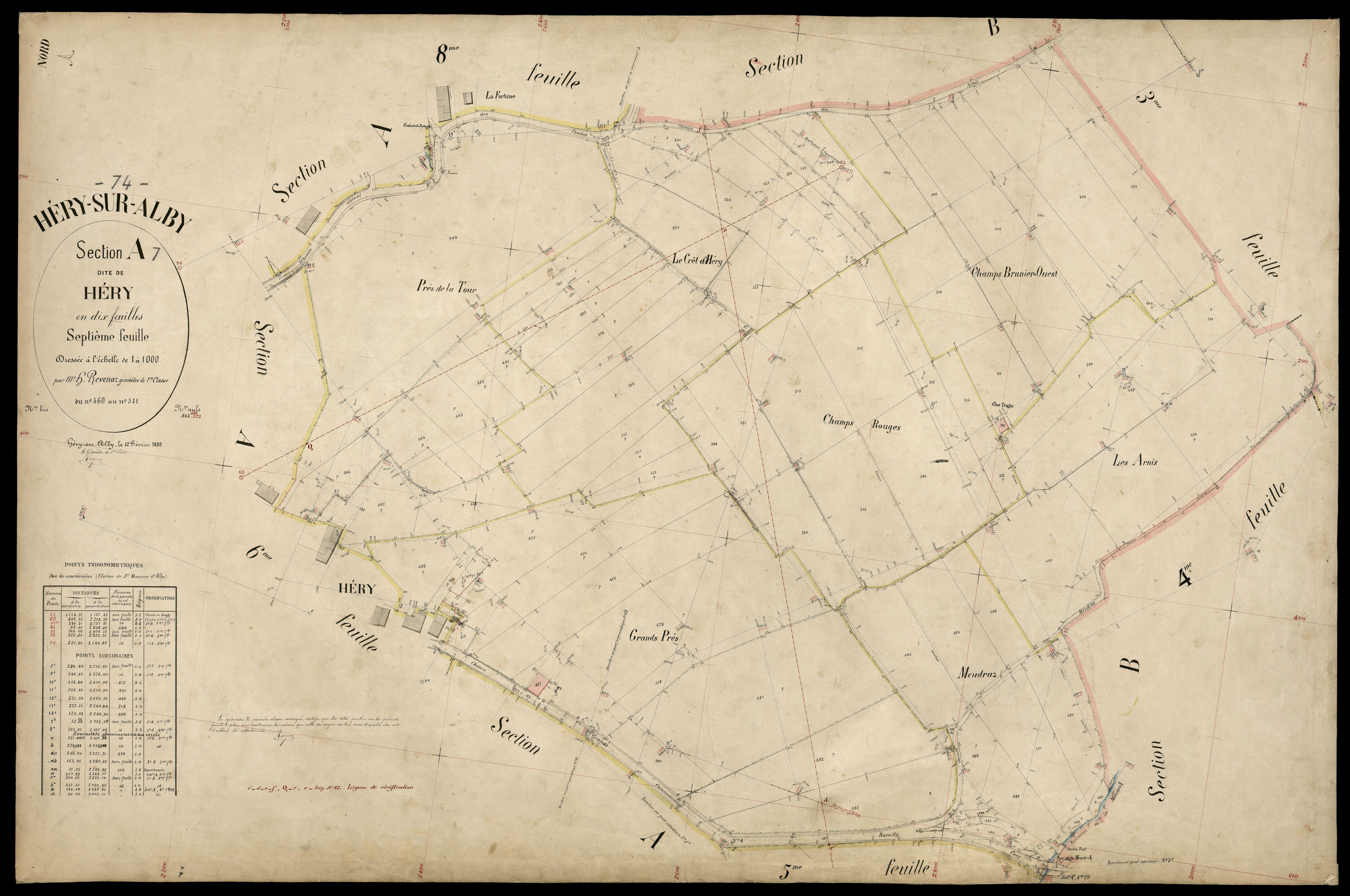 3 P 3 5215 - Feuille n° 8, parcelles n° 42 à 77 - 12 février 1890
