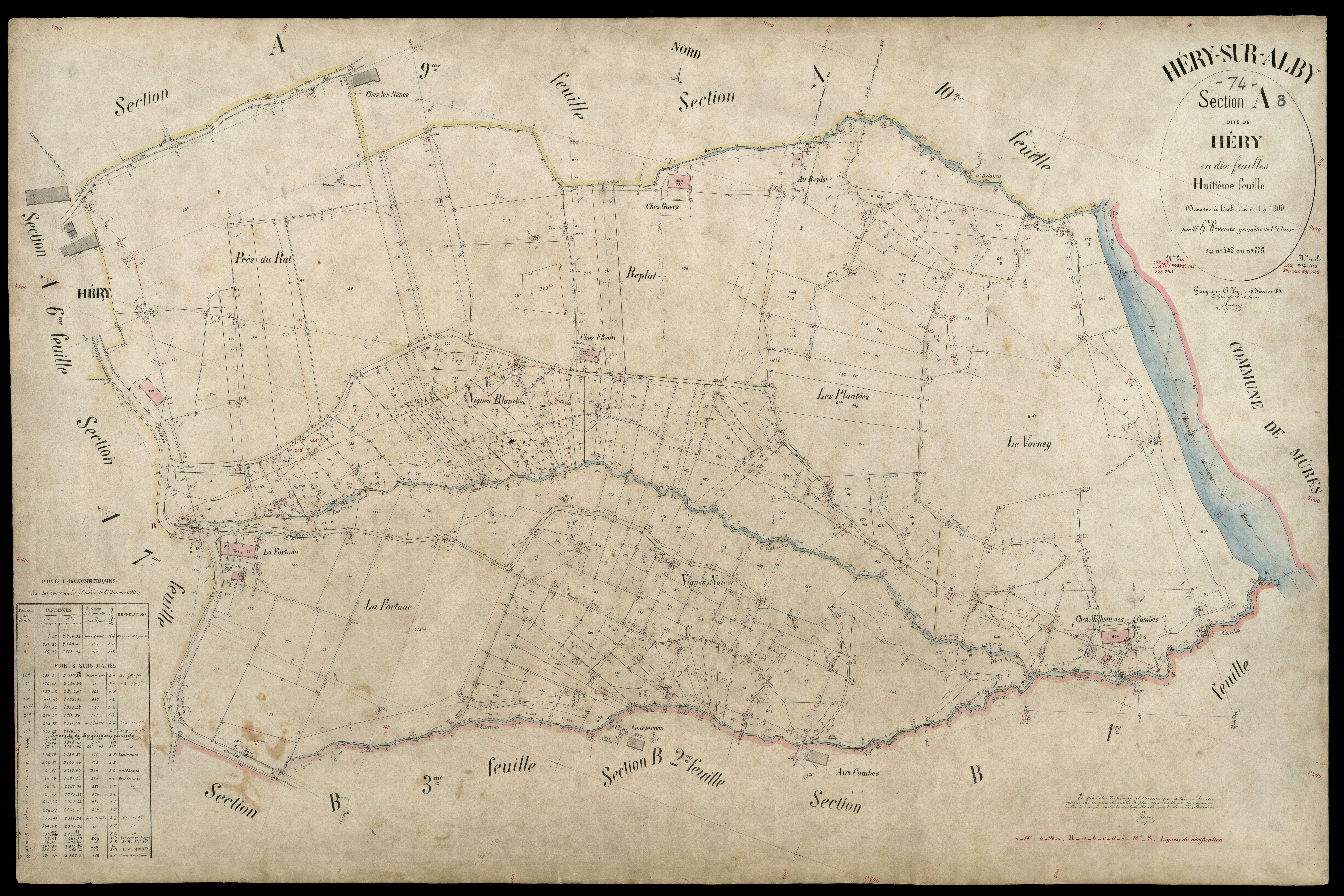 3 P 3 5216 - Feuille n° 9, parcelles n° 776 à 872 - 12 février 1890