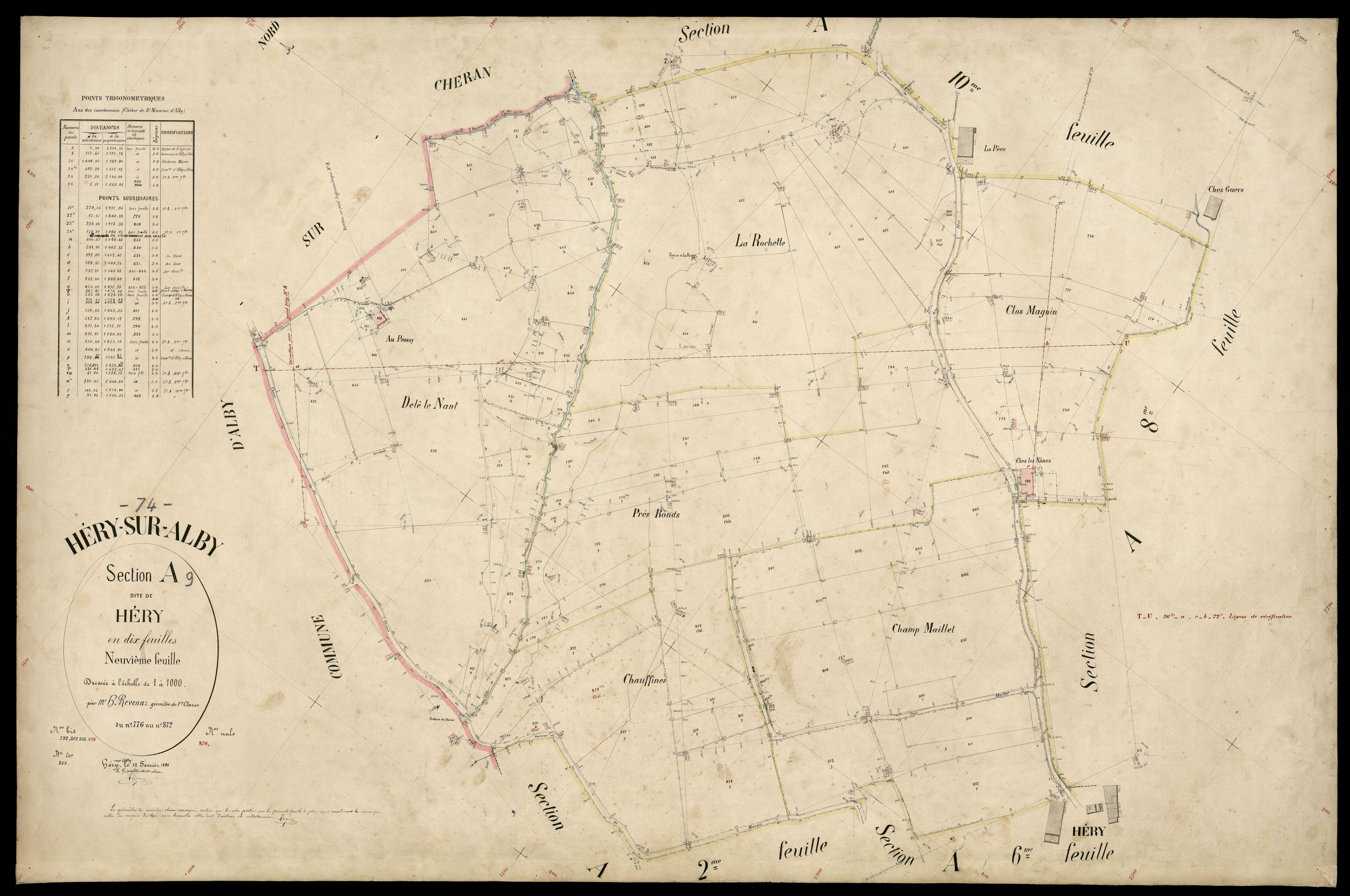 3 P 3 5217 - Feuille n° 10, parcelles n° 873 à 96 - 12 février 1890