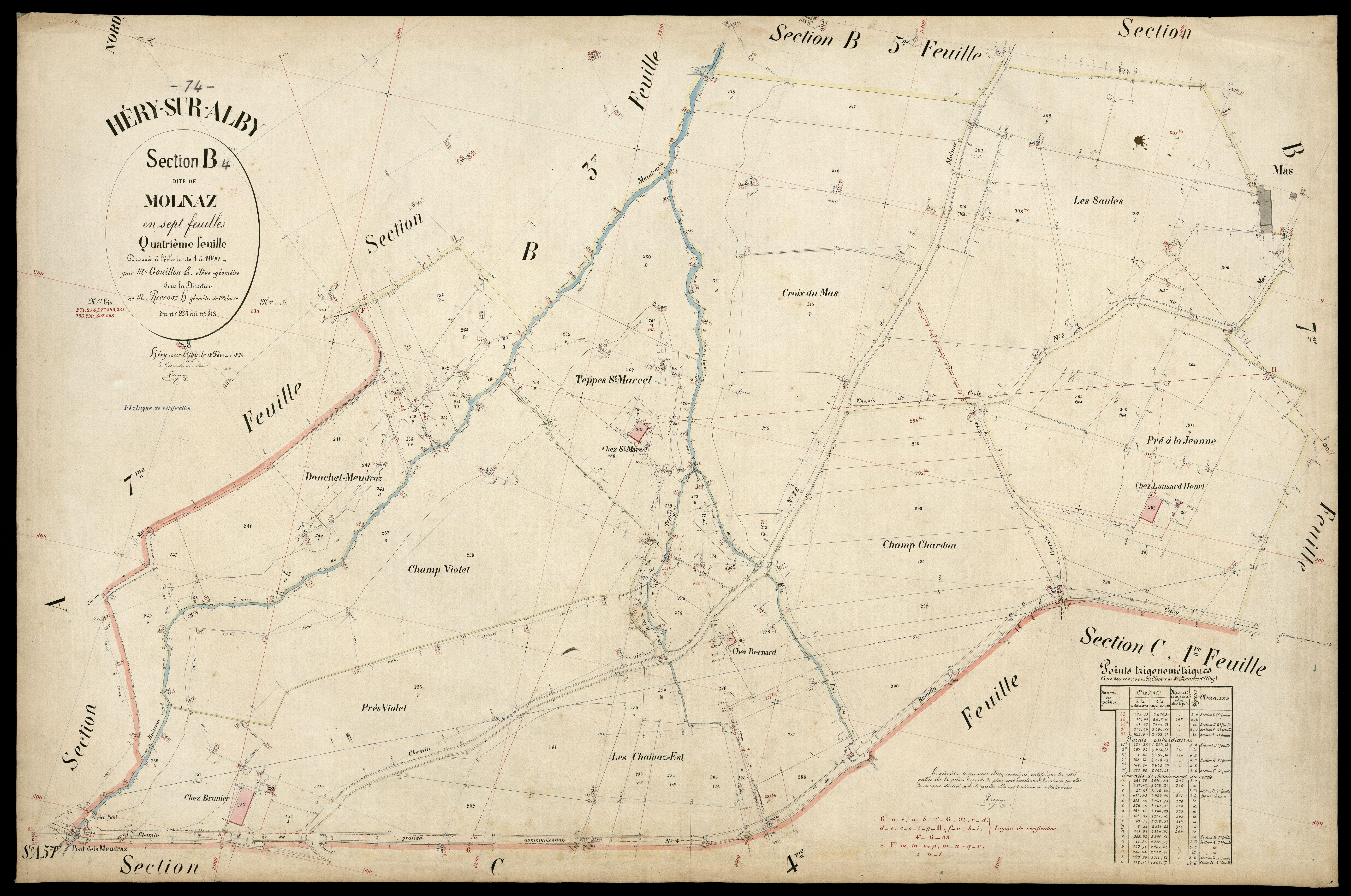 3 P 3 5222 - Feuille n° , parcelles n° 319 à 408 - 12 février 1890