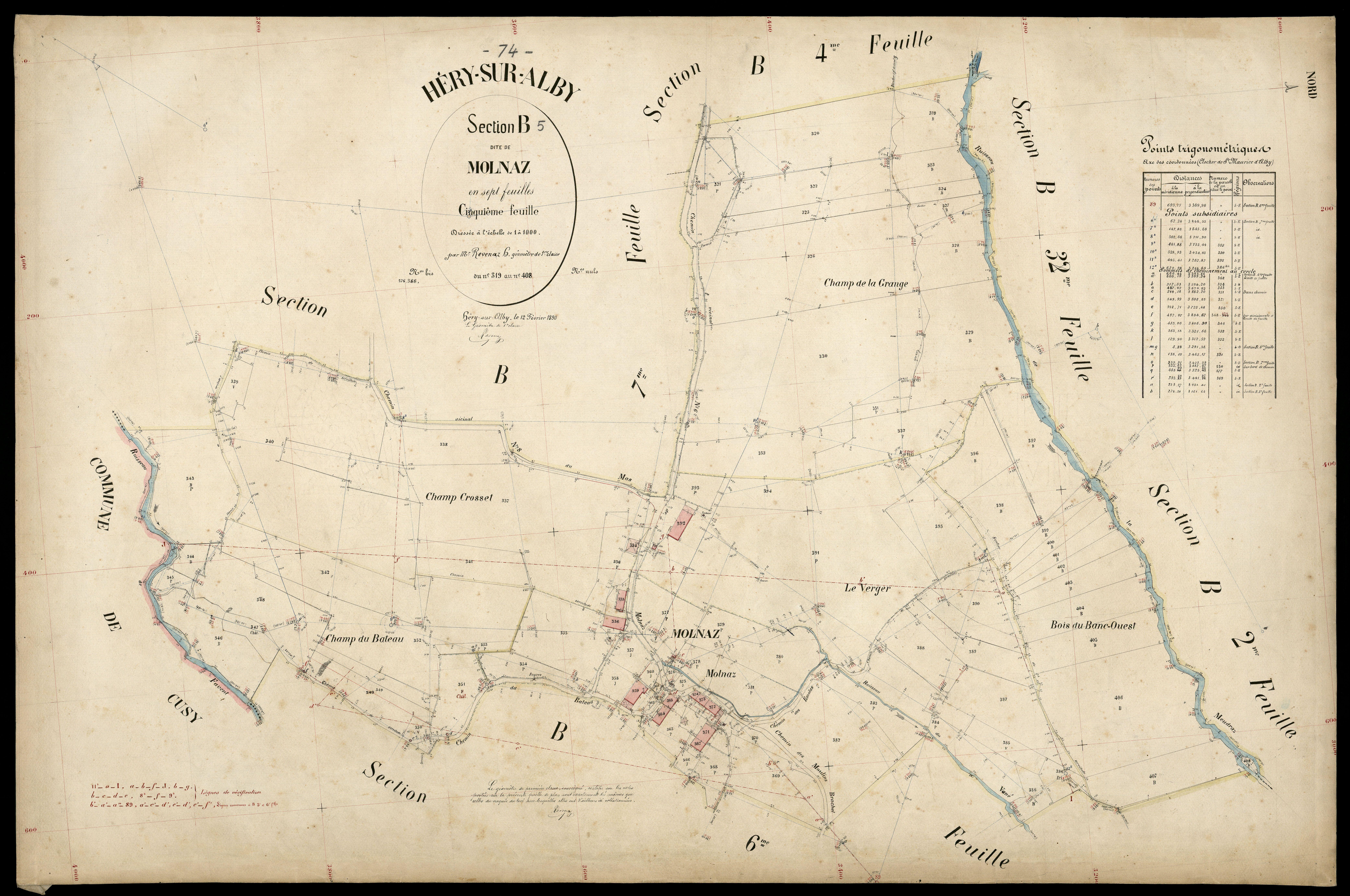 3 P 3 5223 - Feuille n° 6, parcelles n° 409 à 478 - 12 février 1890