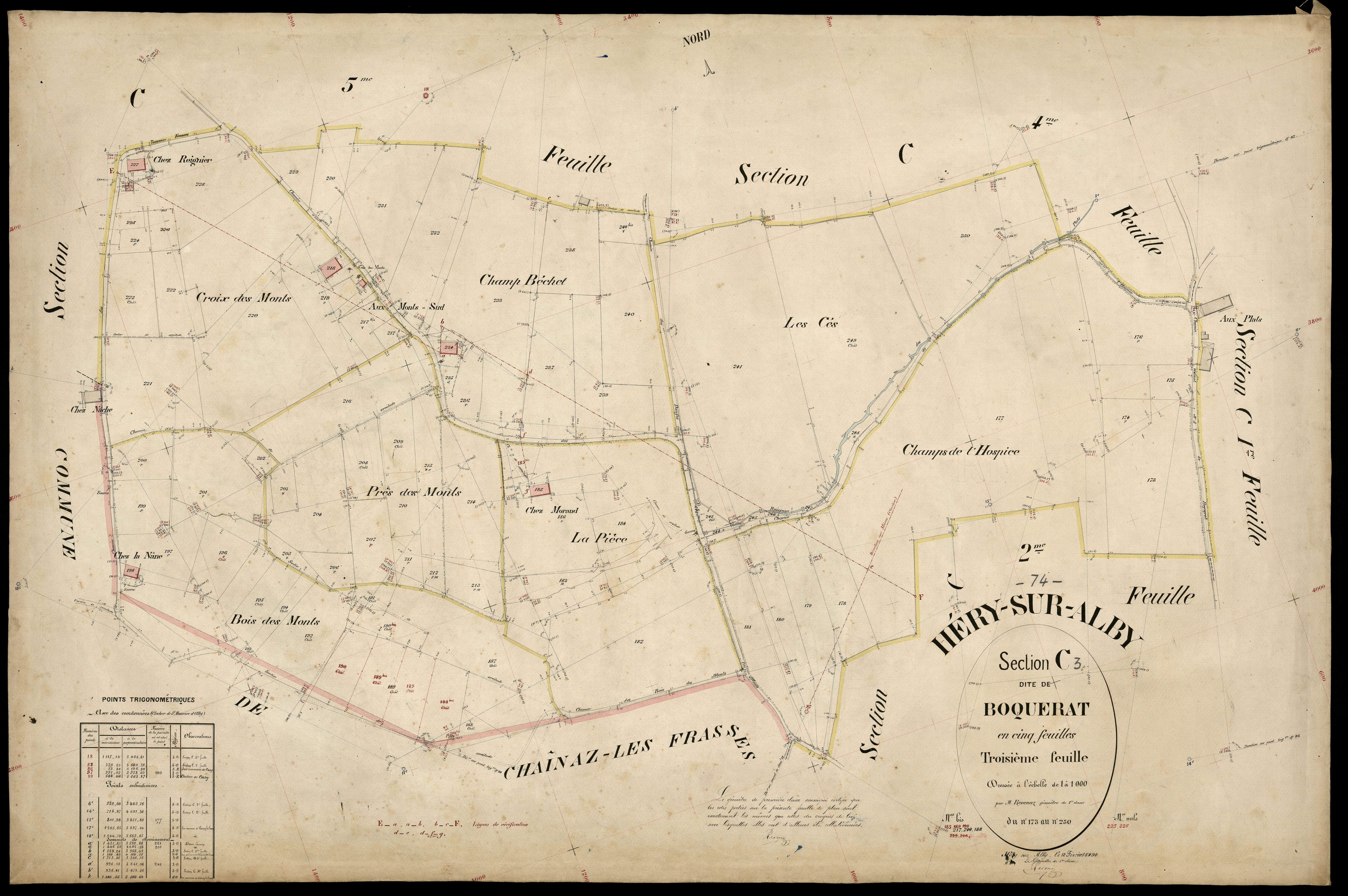 3 P 3 5228 - Feuille n° 4, parcelles n° 21 à 337 - 12 février 1890