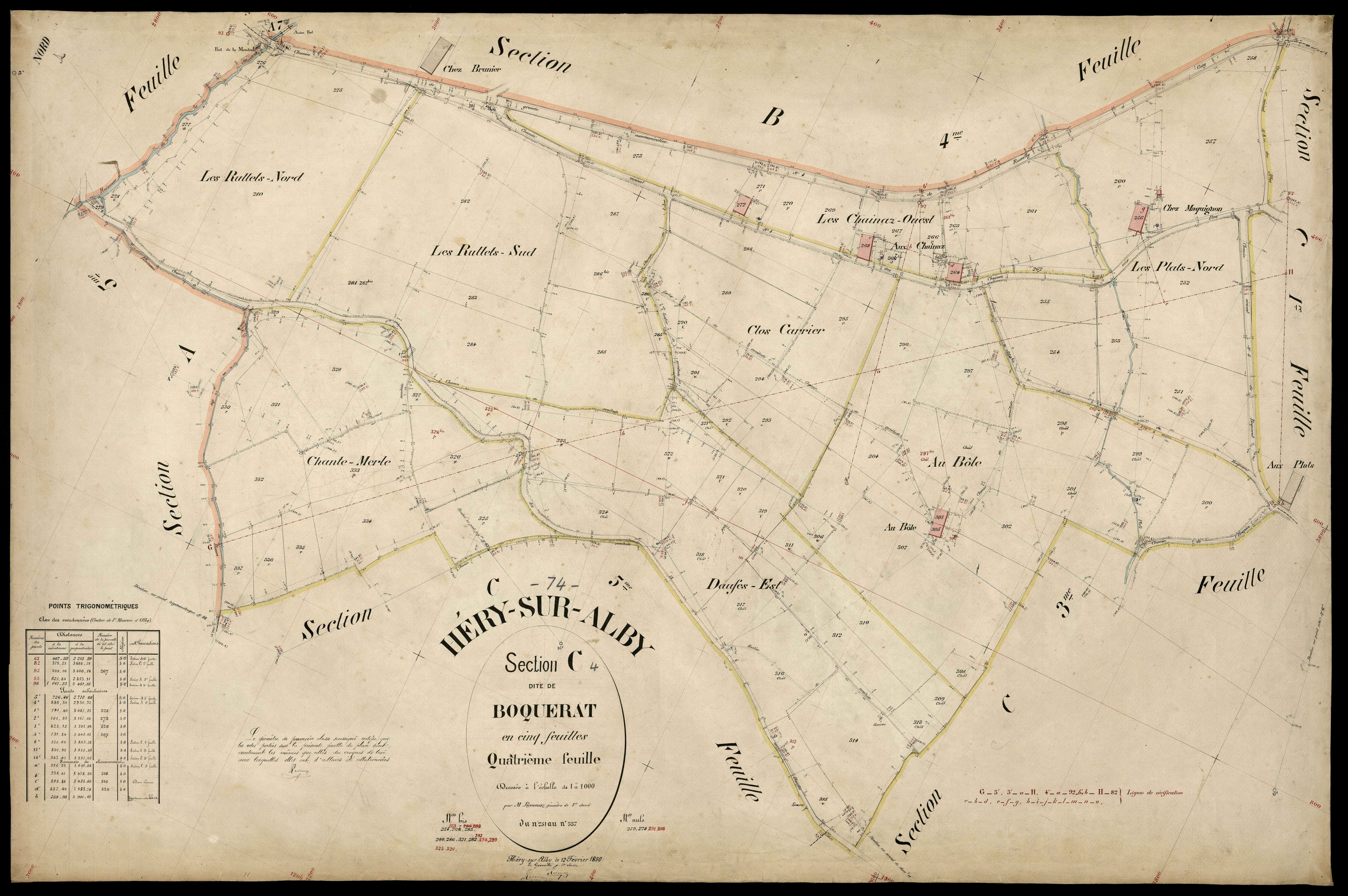 3 P 3 5229 - Feuille n° , parcelles n° 338 à 427 - 12 février 1890