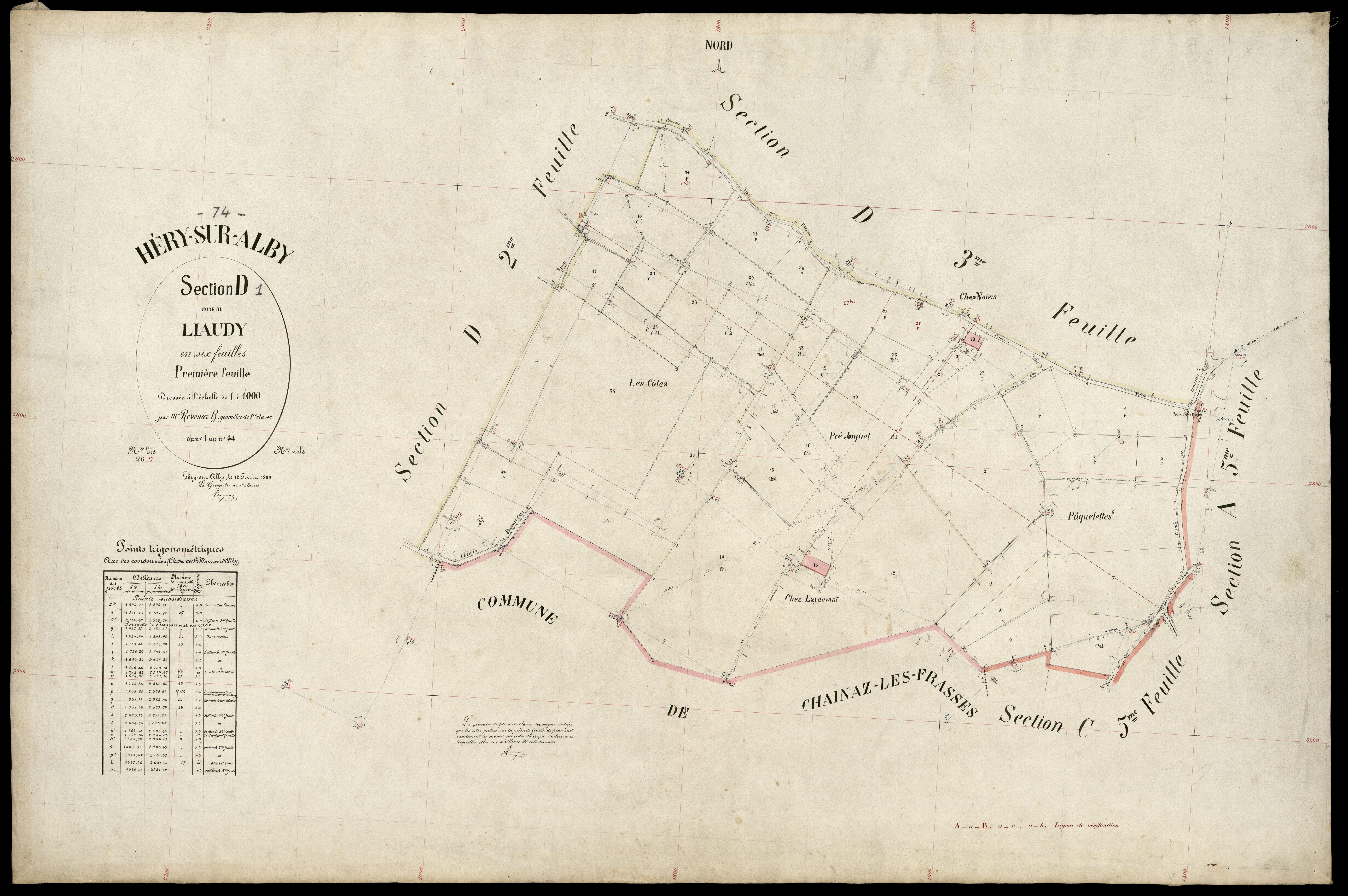 3 P 3 5231 - Feuille n° 2, parcelles n° 4 à 206 - 12 février 1890