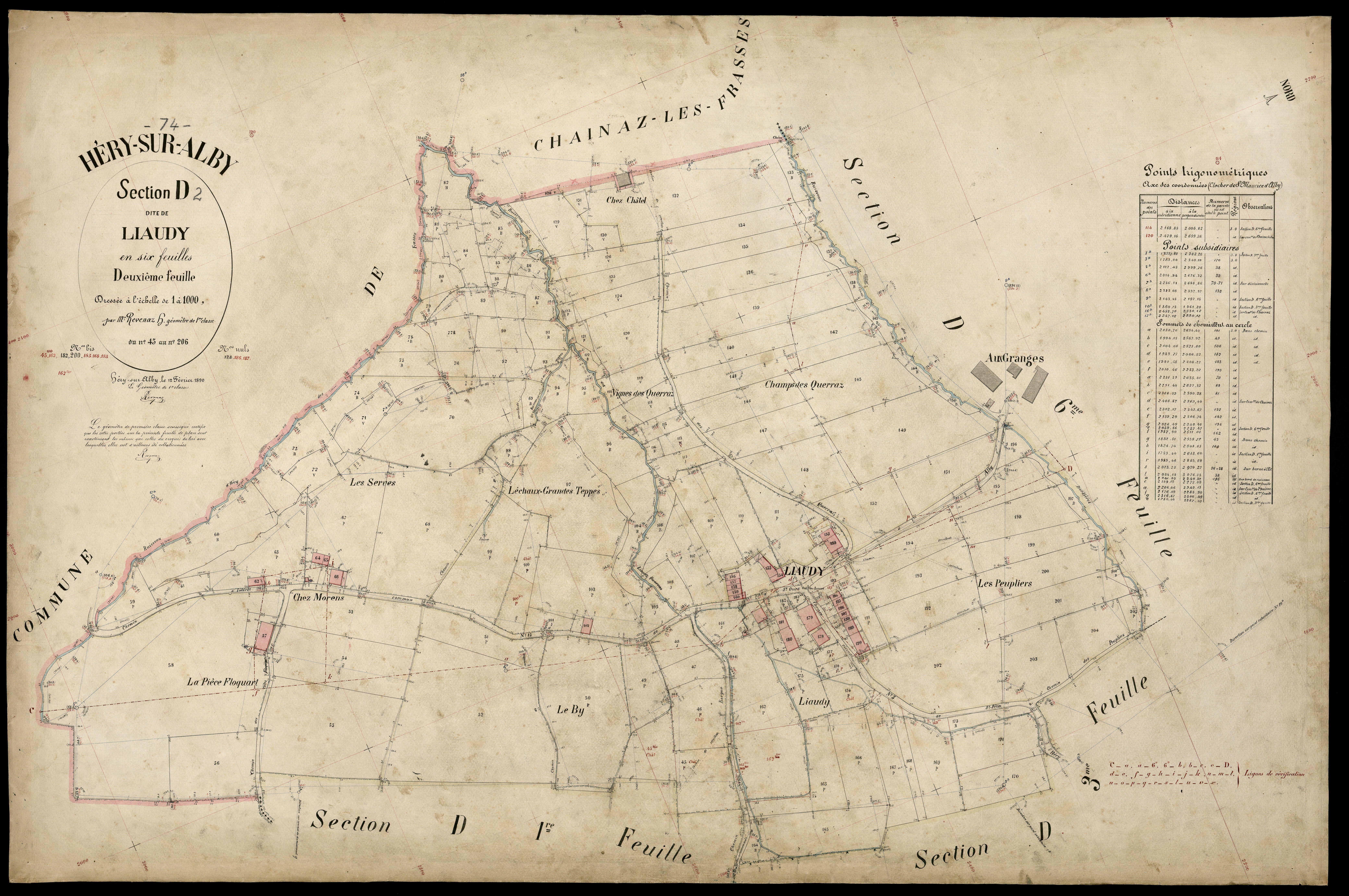 3 P 3 5232 - Feuille n° 3, parcelles n° 207 à 299 - 12 février 1890