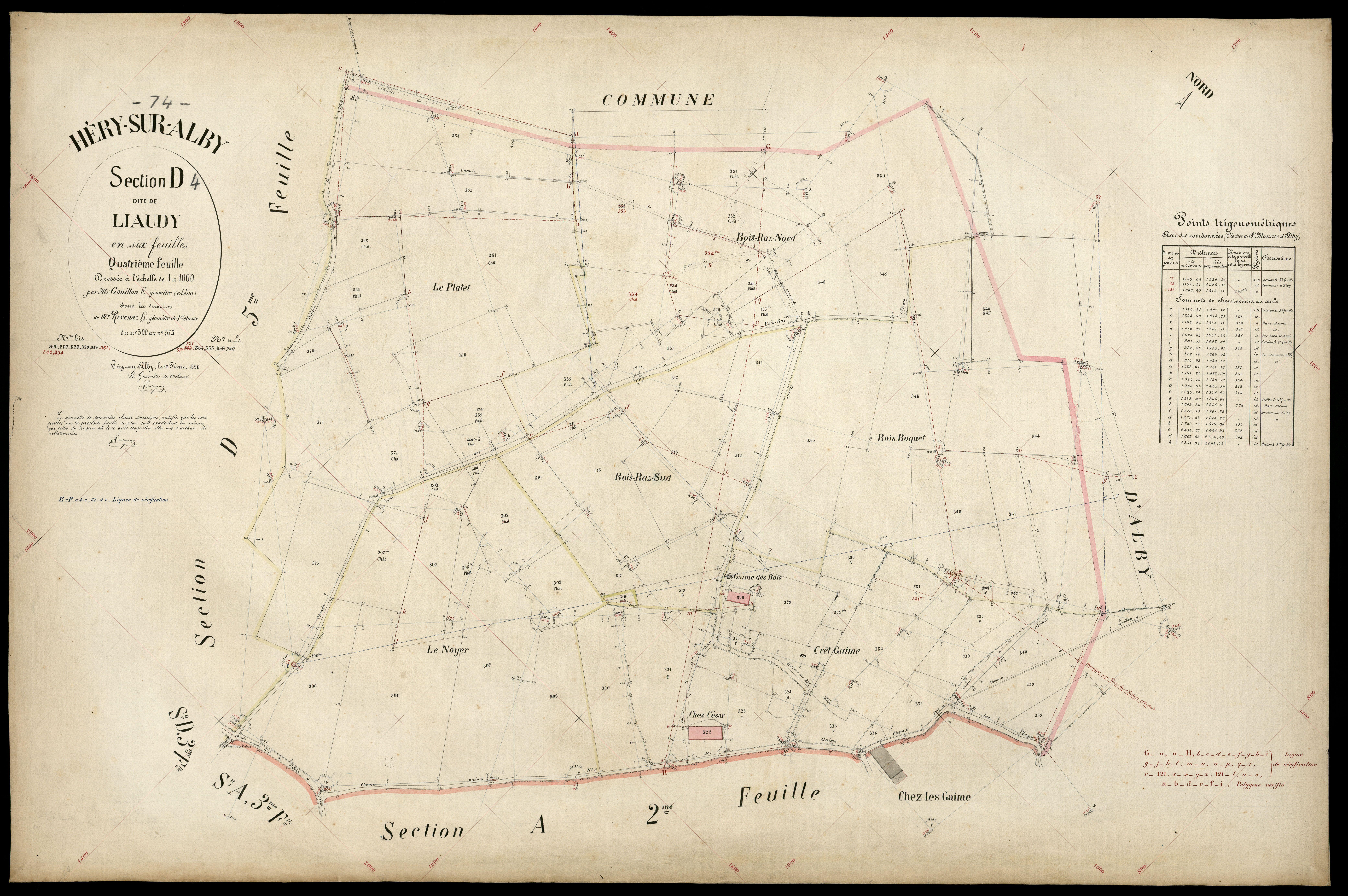 3 P 3 5234 - Feuille n° , parcelles n° 374 à 432 - 12 février 1890