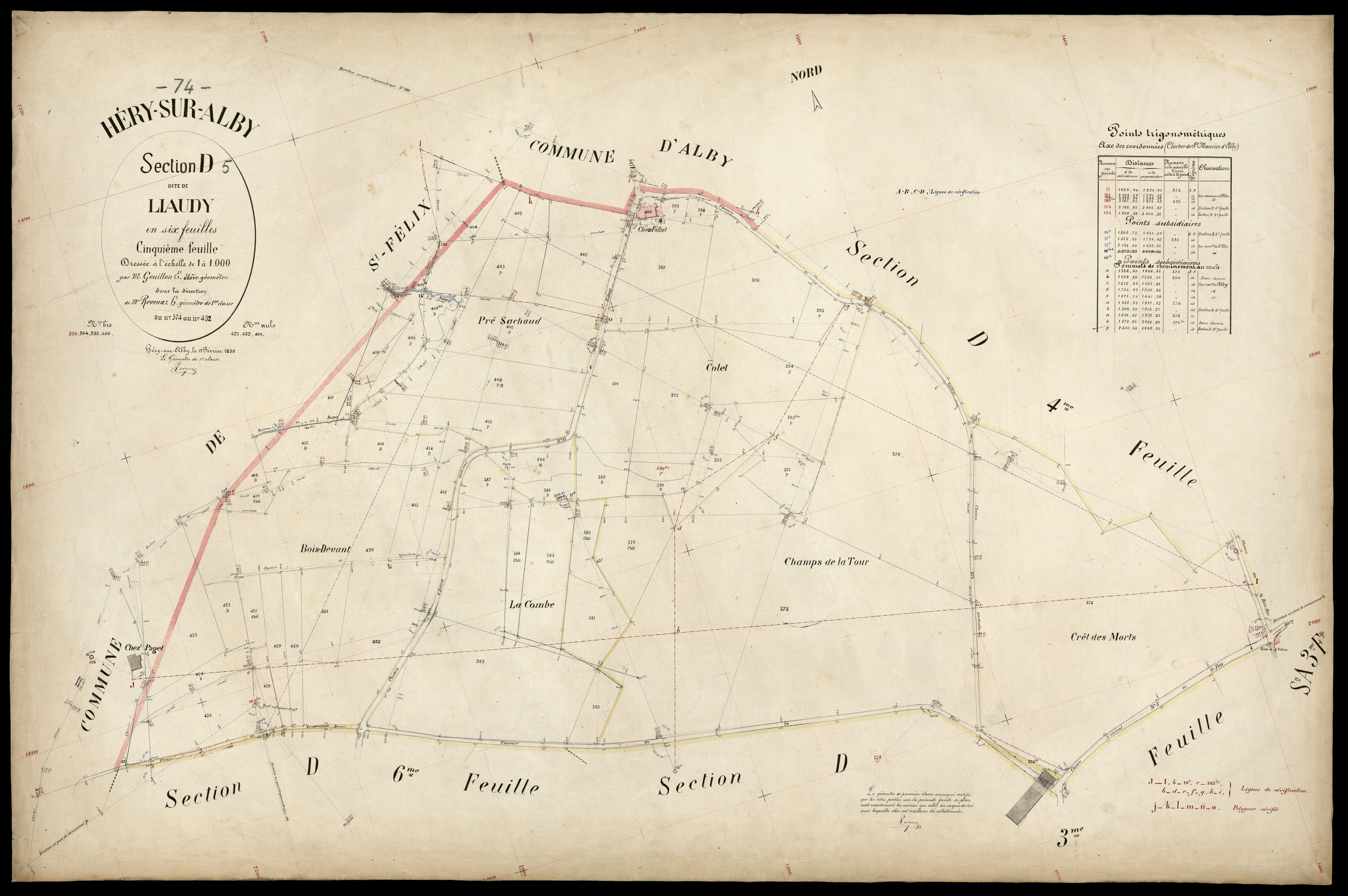 3 P 3 5235 - Feuille n° 6, parcelles n° 433 à 608 - 12 février 1890
