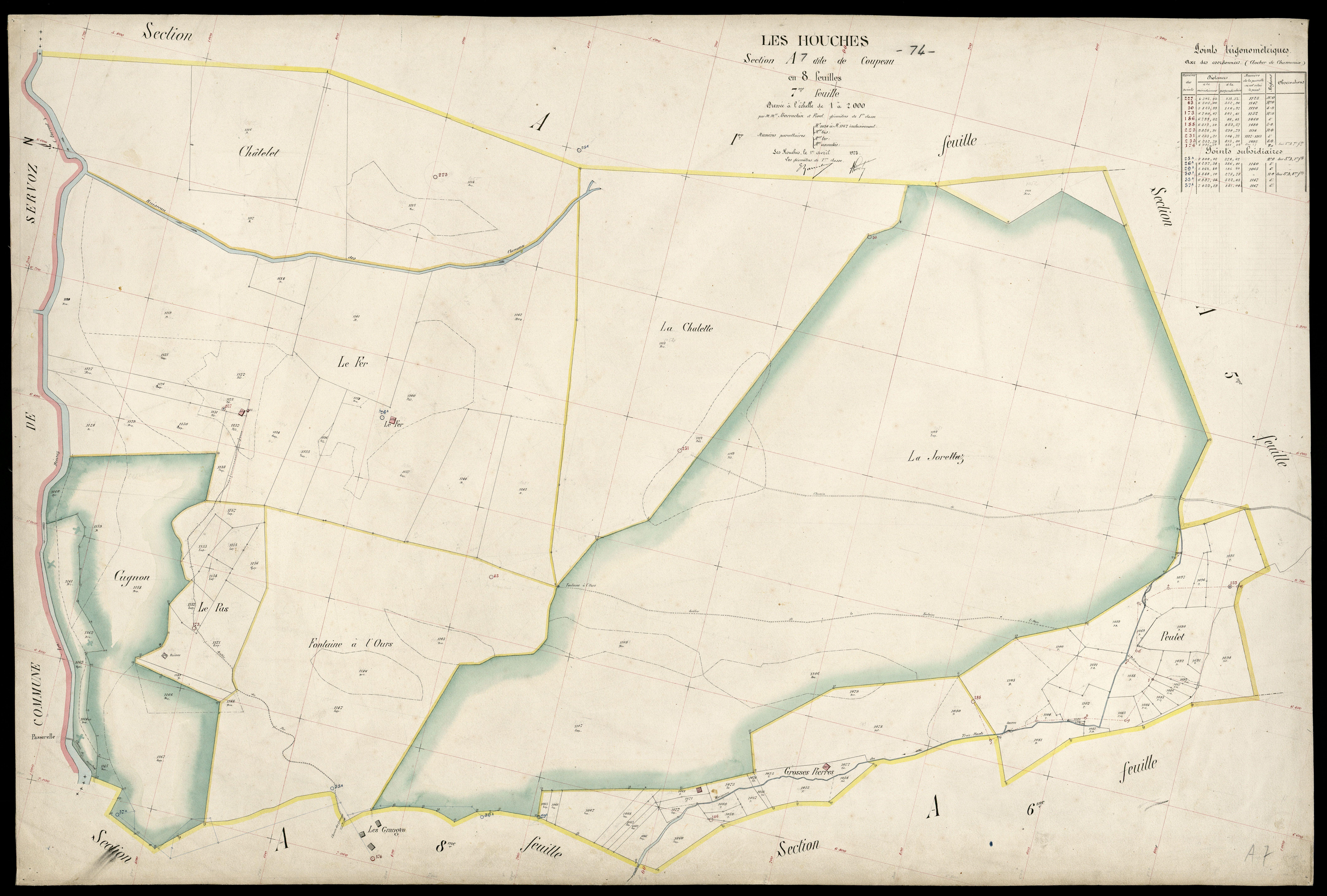 3 P 3 5244 - Feuille n° 8, parcelles n° 1168 à 176 - 1er avril 1923