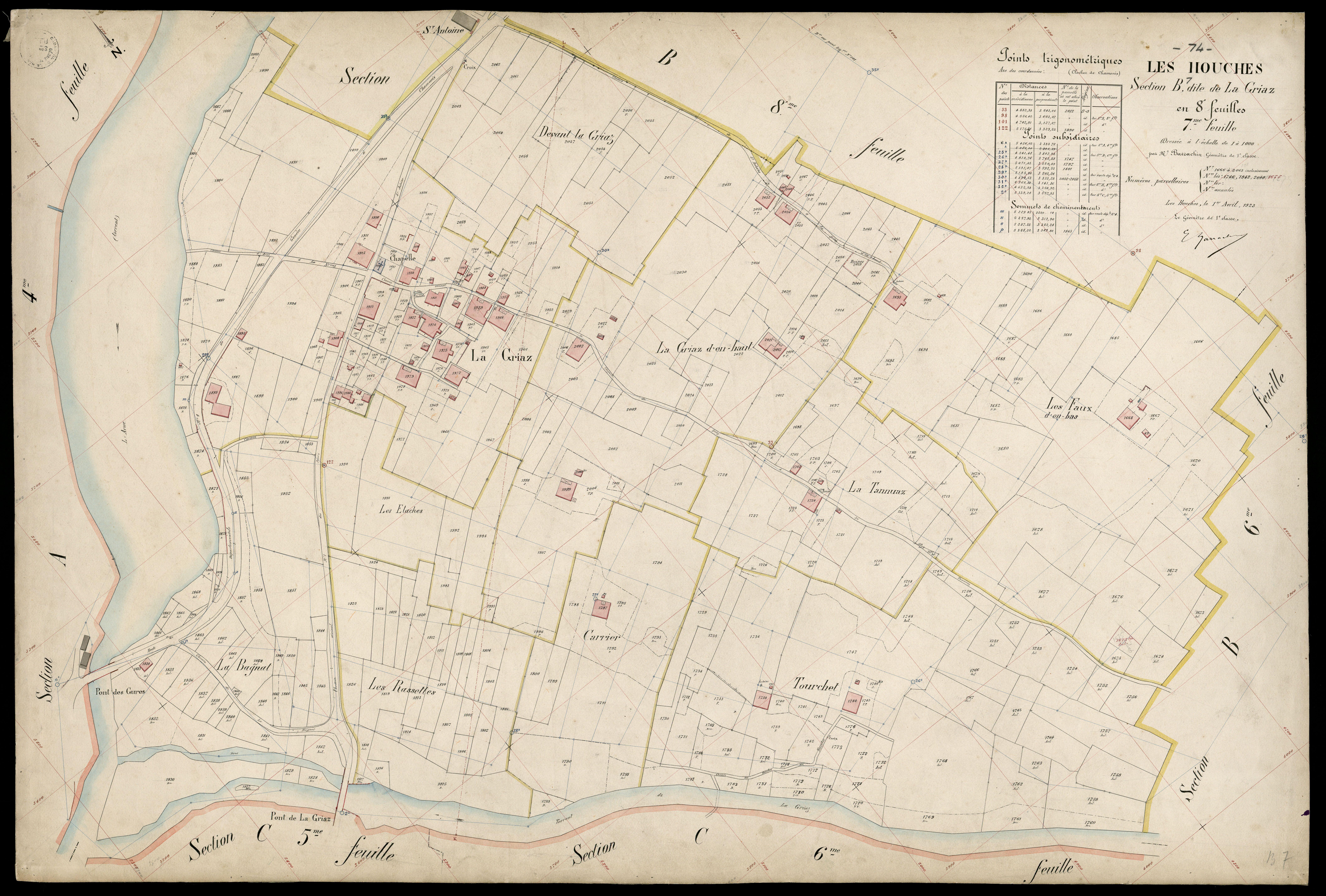 3 P 3 5252 - Feuille n° 8, parcelles n° 2064 à 2374 - 1er avril 1923