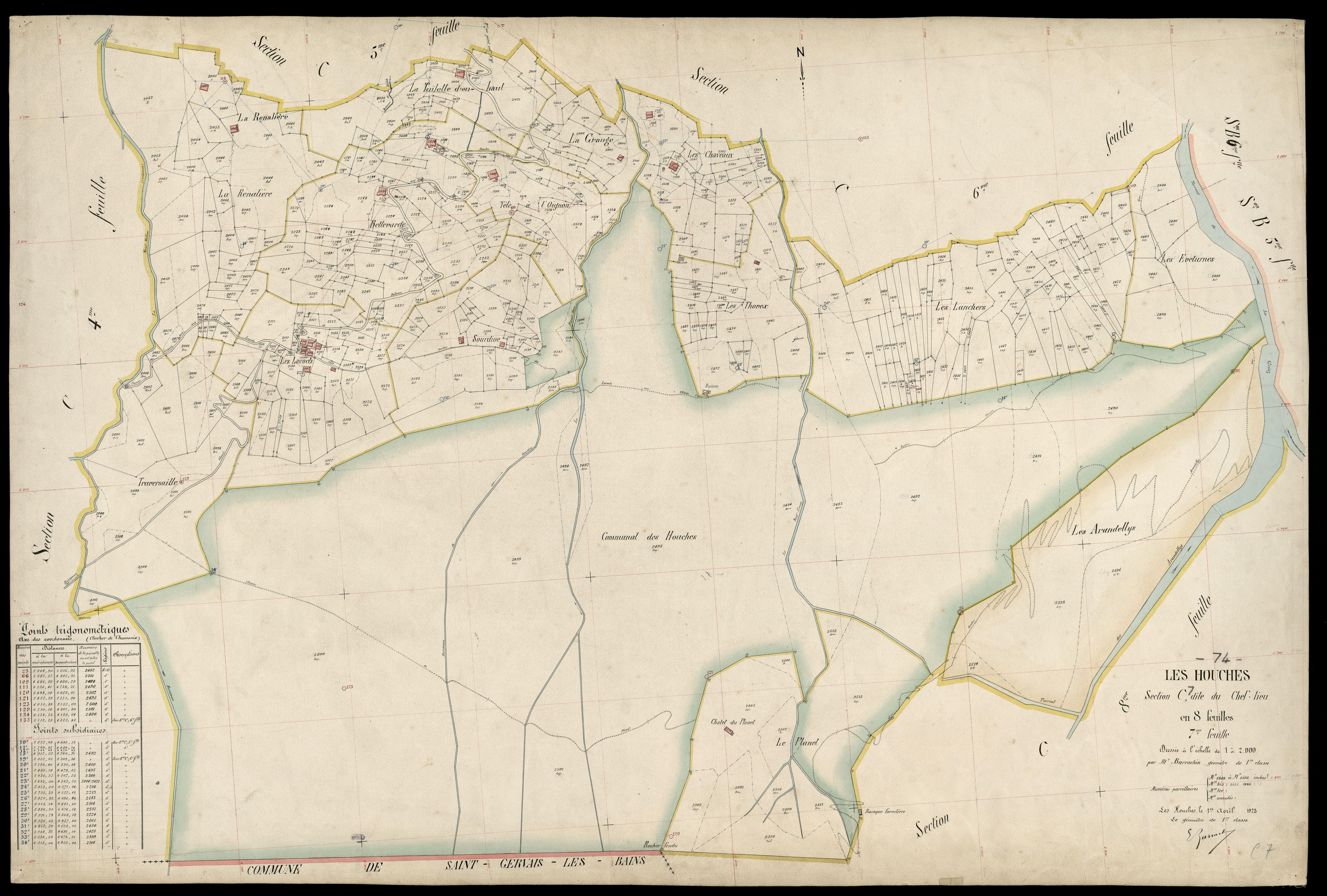 3 P 3 5260 - Feuille n° 8, parcelles n° 217 à 233 - 1er avril 1923