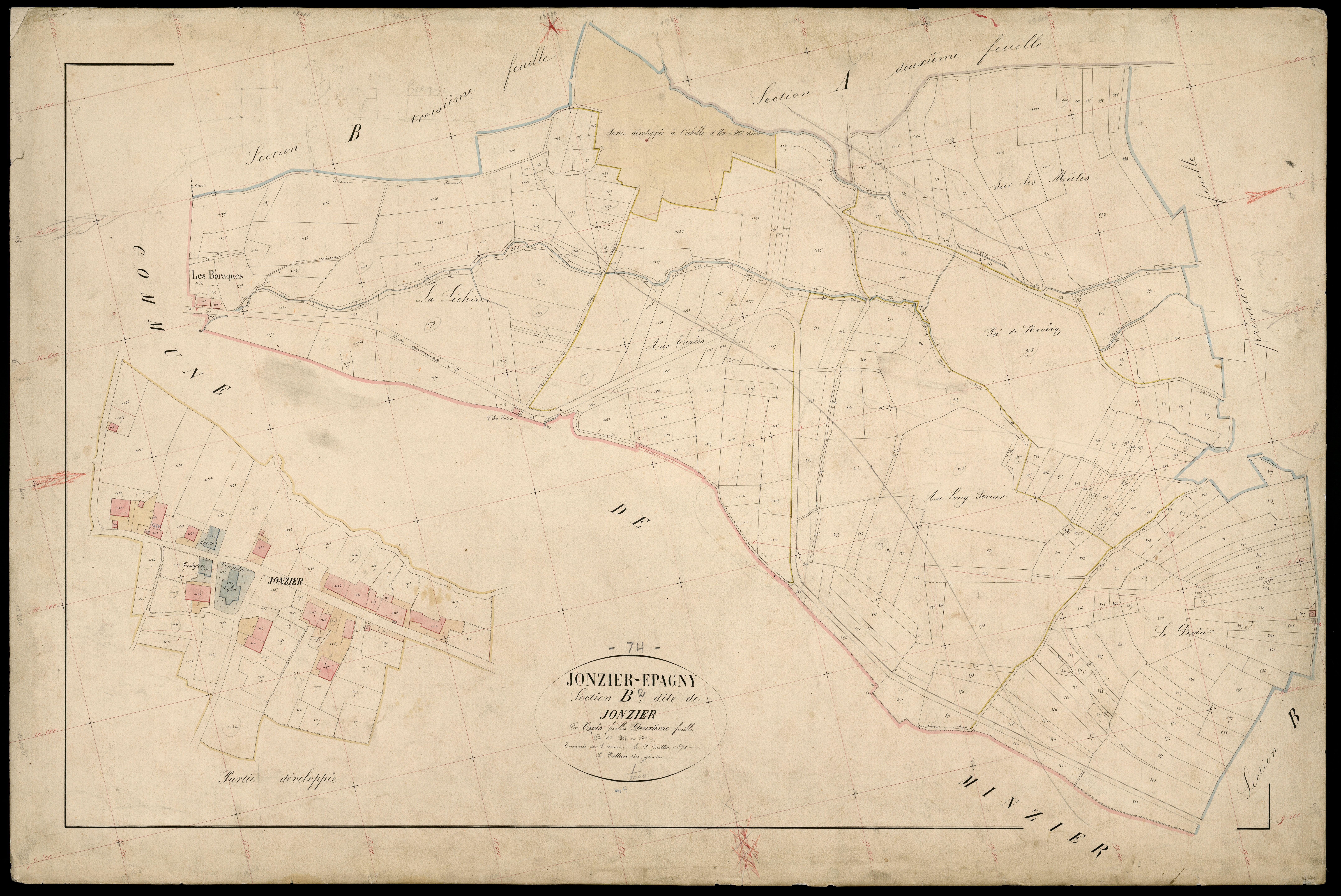3 P 3 5275 - Feuille n° 3, parcelles n° 1200 à 1300 - 20 octobre 1870