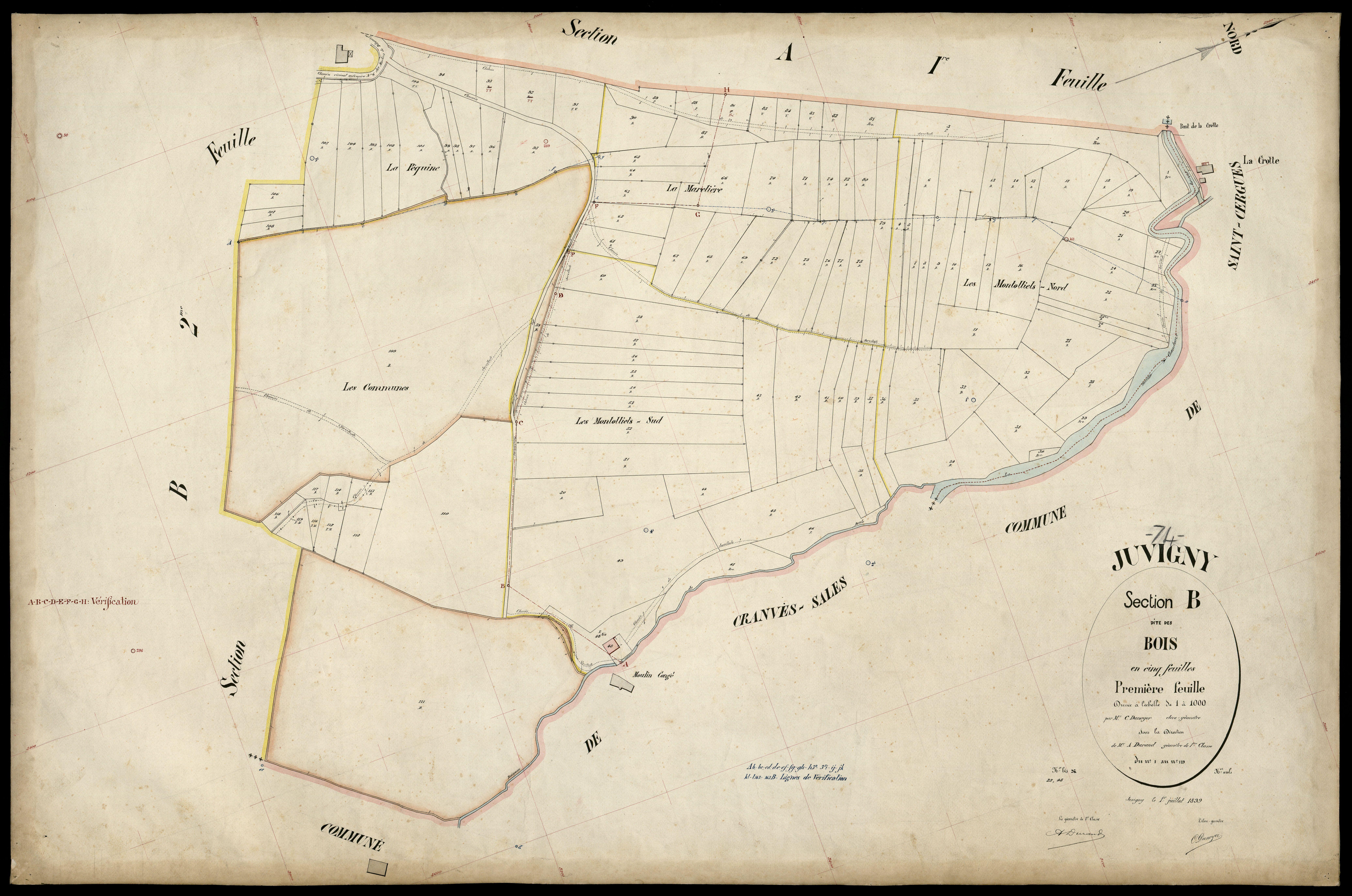 3 P 3 5285 - Feuille n° 2, parcelles n° 120 à 291 - 1er juillet 1899