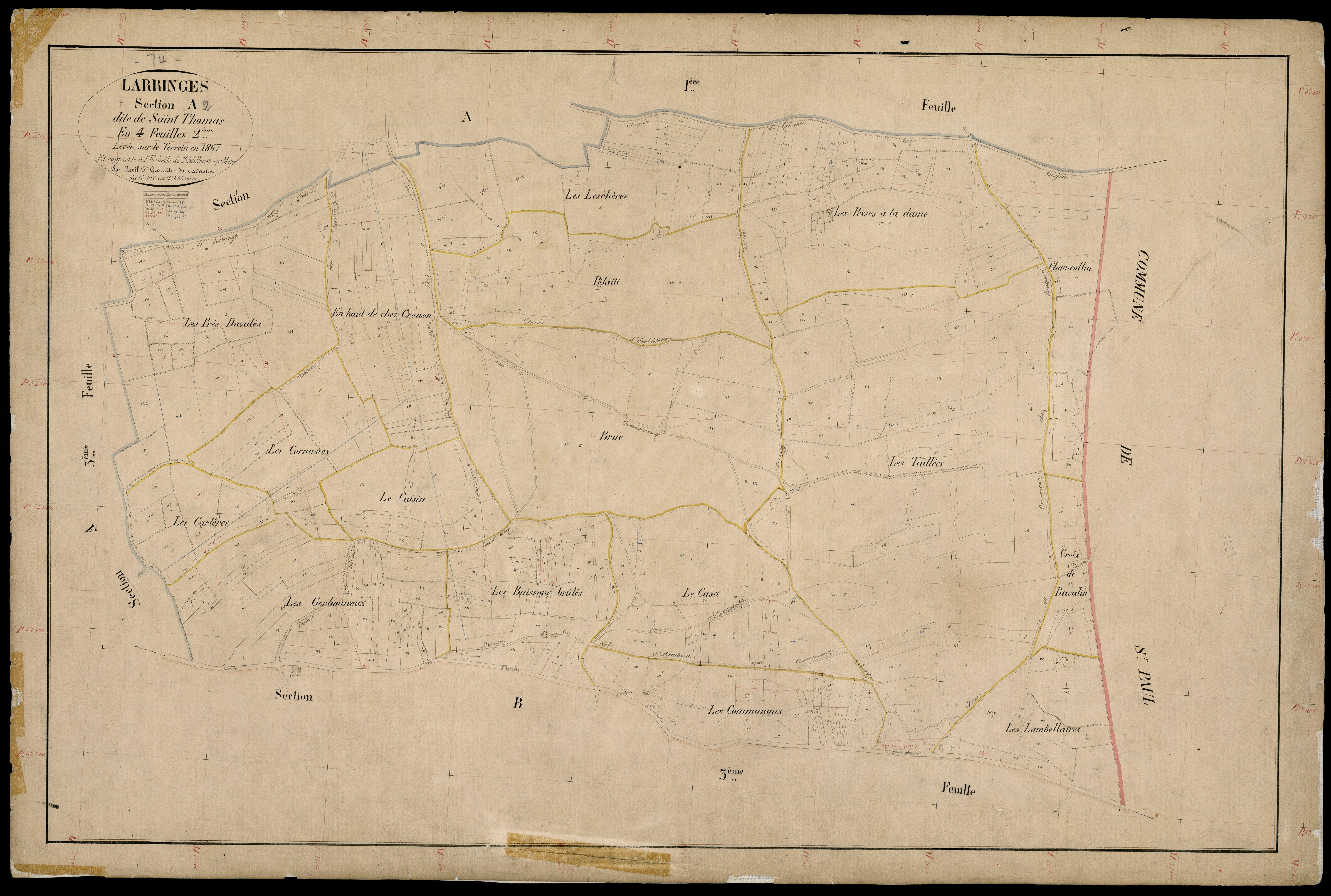 3 P 3 5292 - Feuille n° 3, parcelles n° 894 à 1149 - 15 octobre 1867