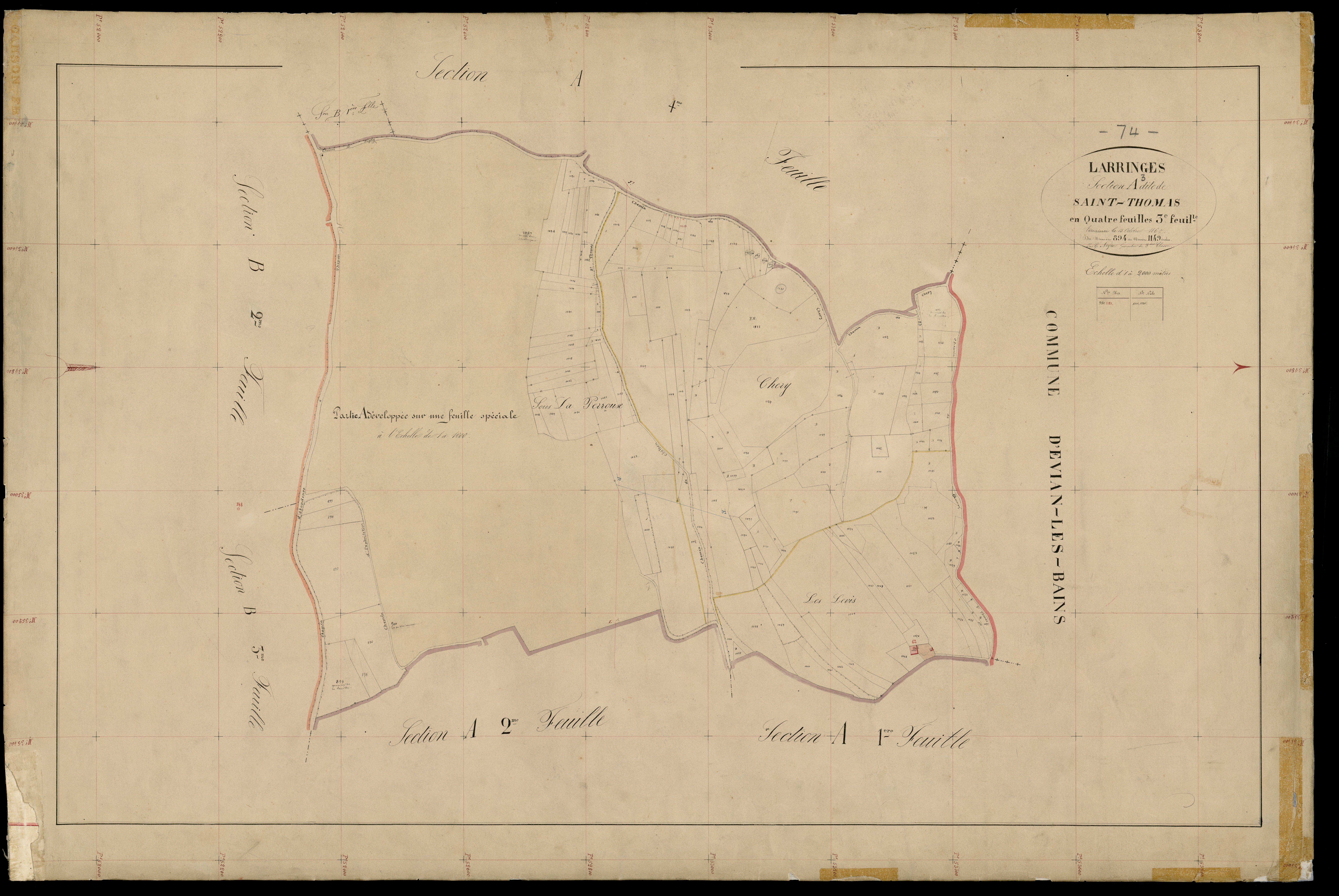 3 P 3 5293 - Feuille n° 3 bis, parcelles n° 900 à 1027 -