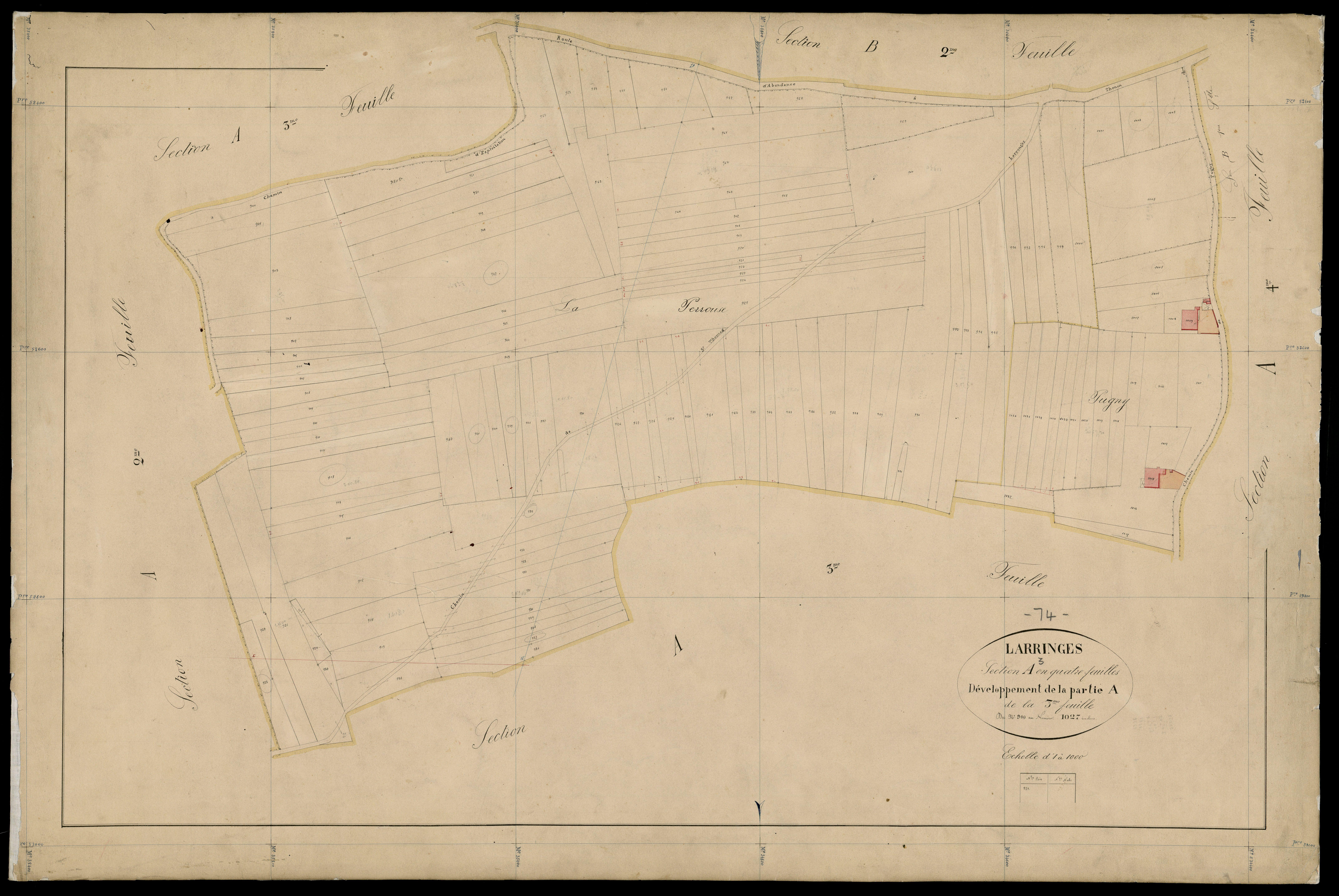 3 P 3 5294 - Feuille n° 4, parcelles n° 110 à 1461 - 15 octobre 1867