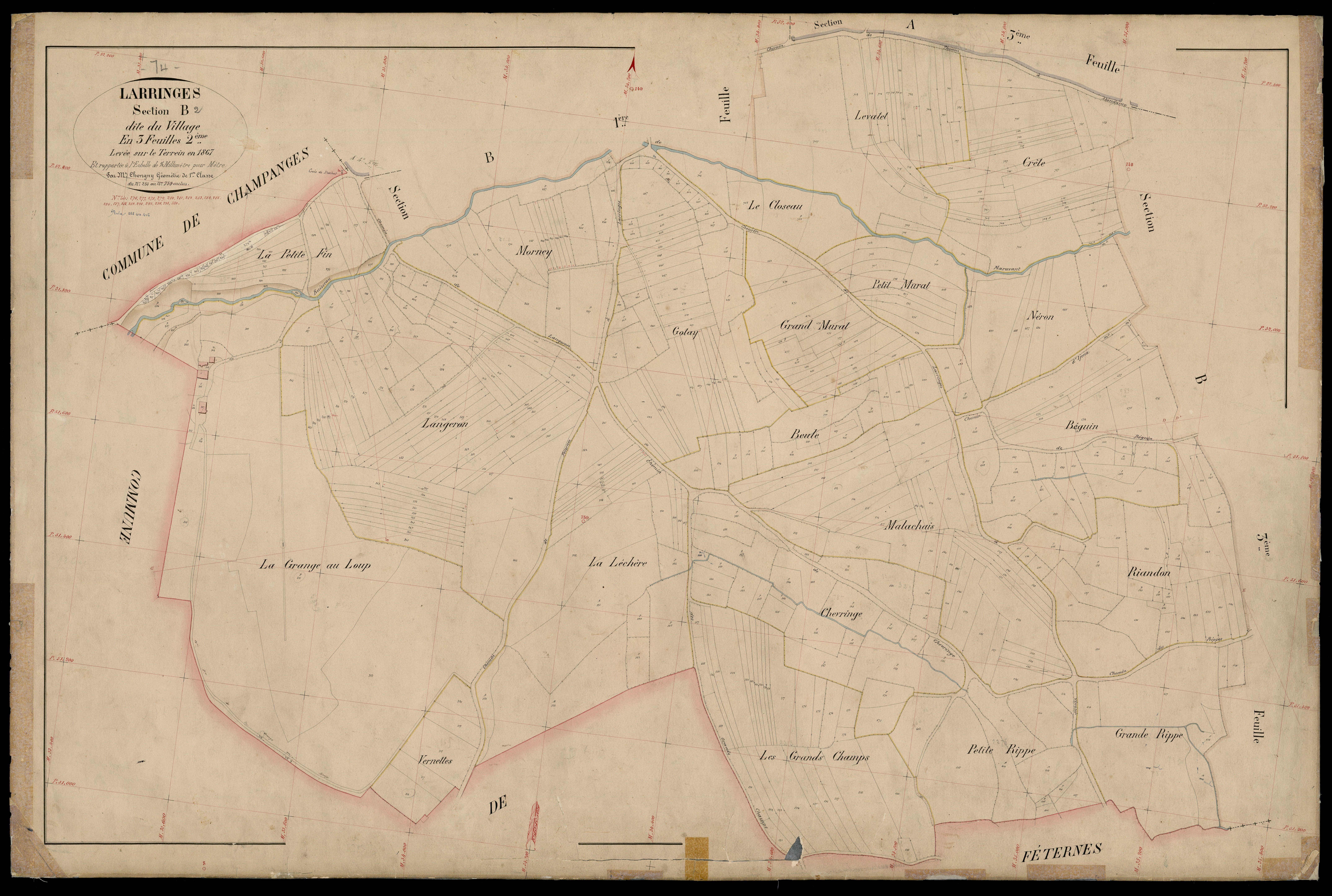 3 P 3 5297 - Feuille n° 3, parcelles n° 760 à 1307 - 1867