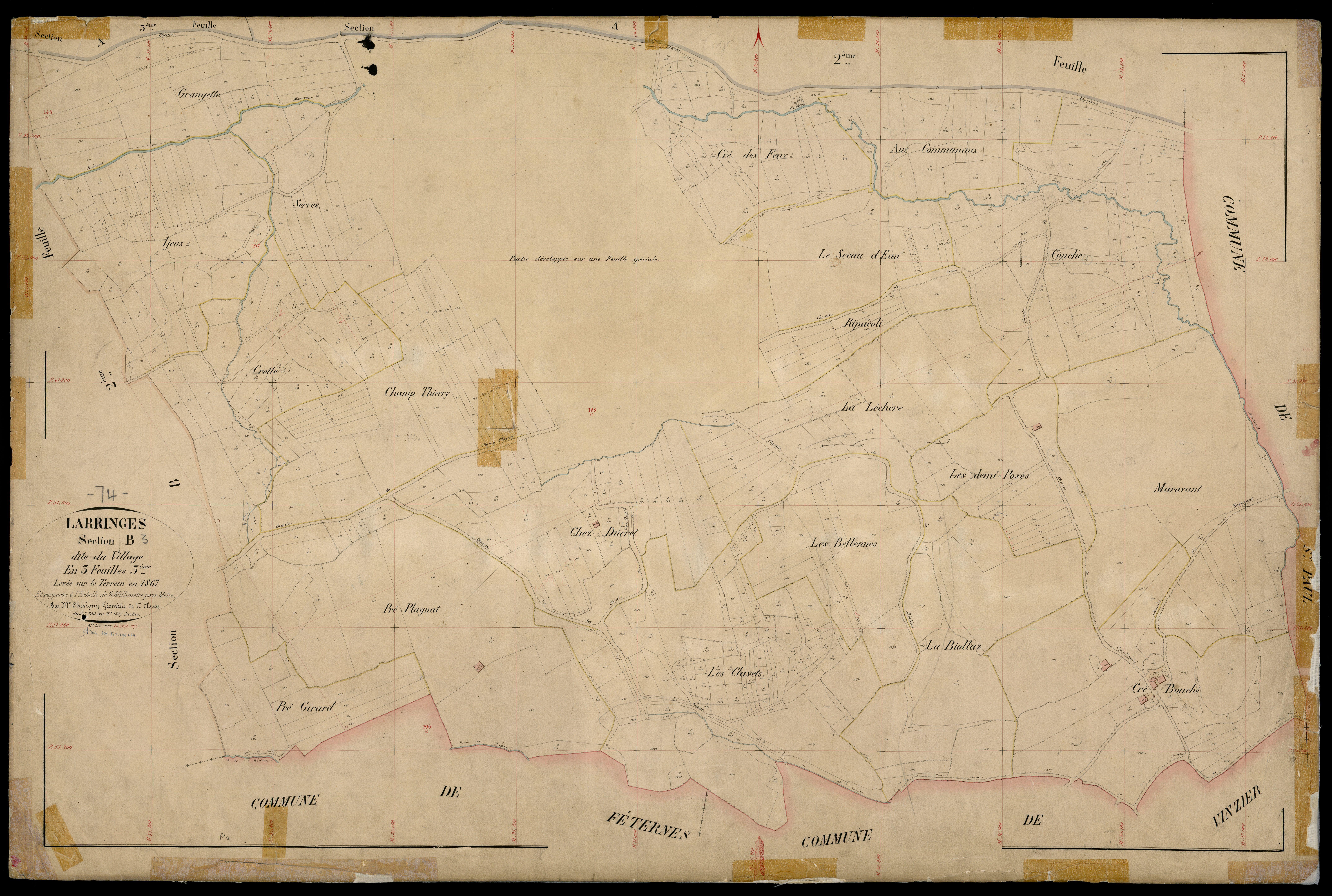 3 P 3 5298 - Feuille n° 3 bis, parcelles n° 1308 à 194 -