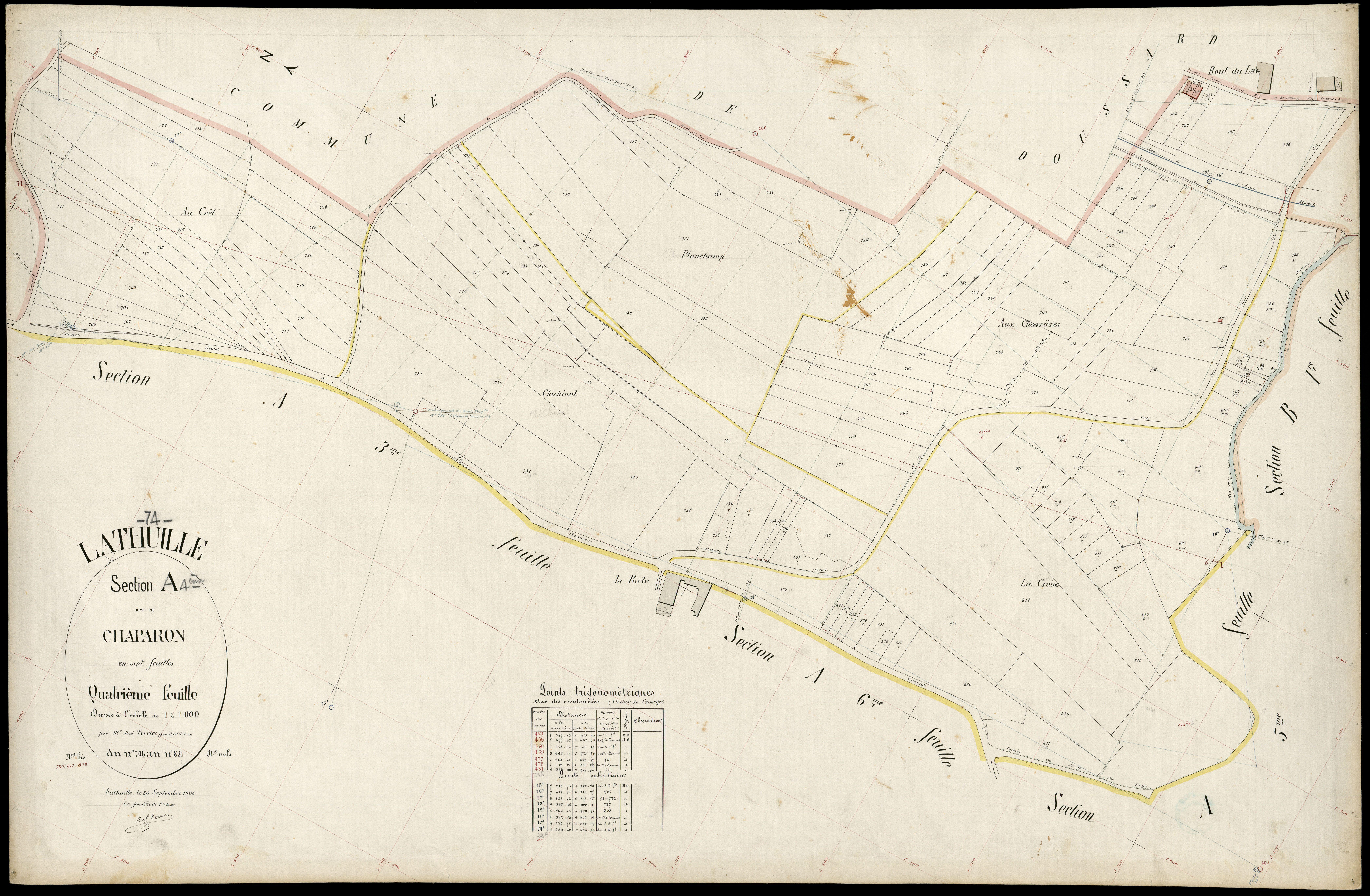 3 P 3 5304 - Feuille n° , parcelles n° 832 à 109 - 30 septembre 1905
