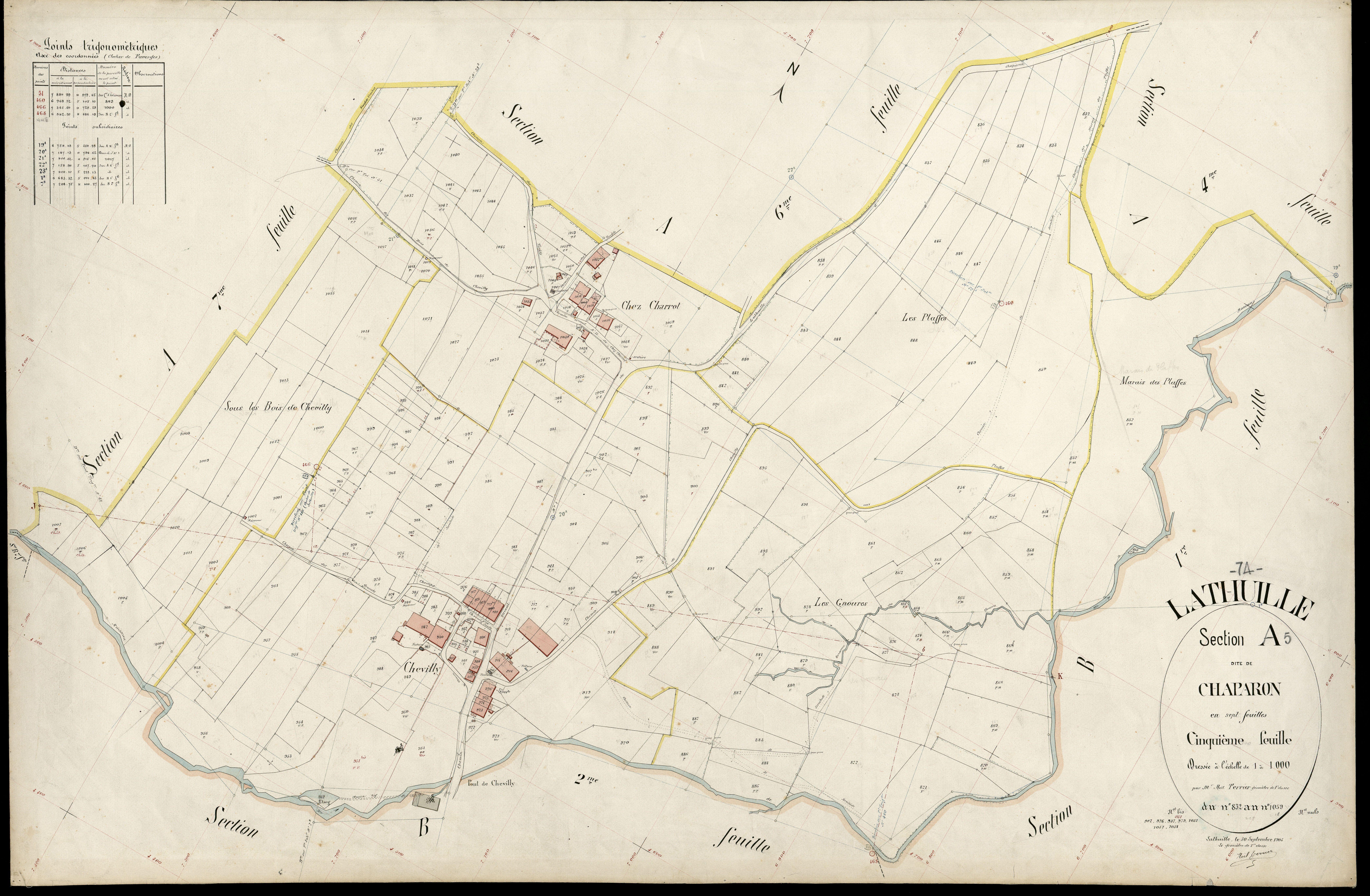 3 P 3 5305 - Feuille n° 6, parcelles n° 1060 à 1187 - 30 septembre 1905