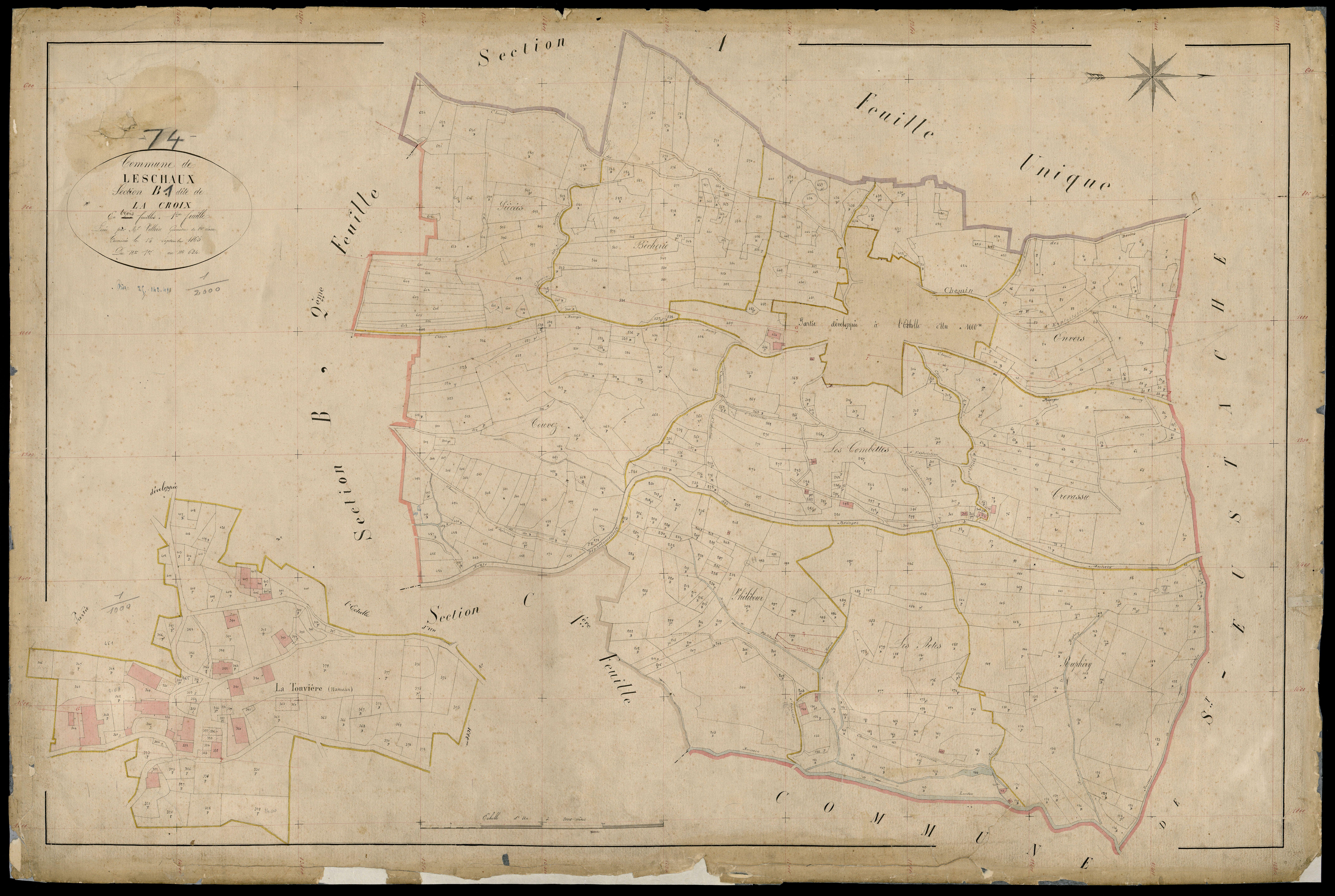 3 P 3 5323 - Feuille n° 2, parcelles n° 62 à 1019 - 4 septembre 1865
