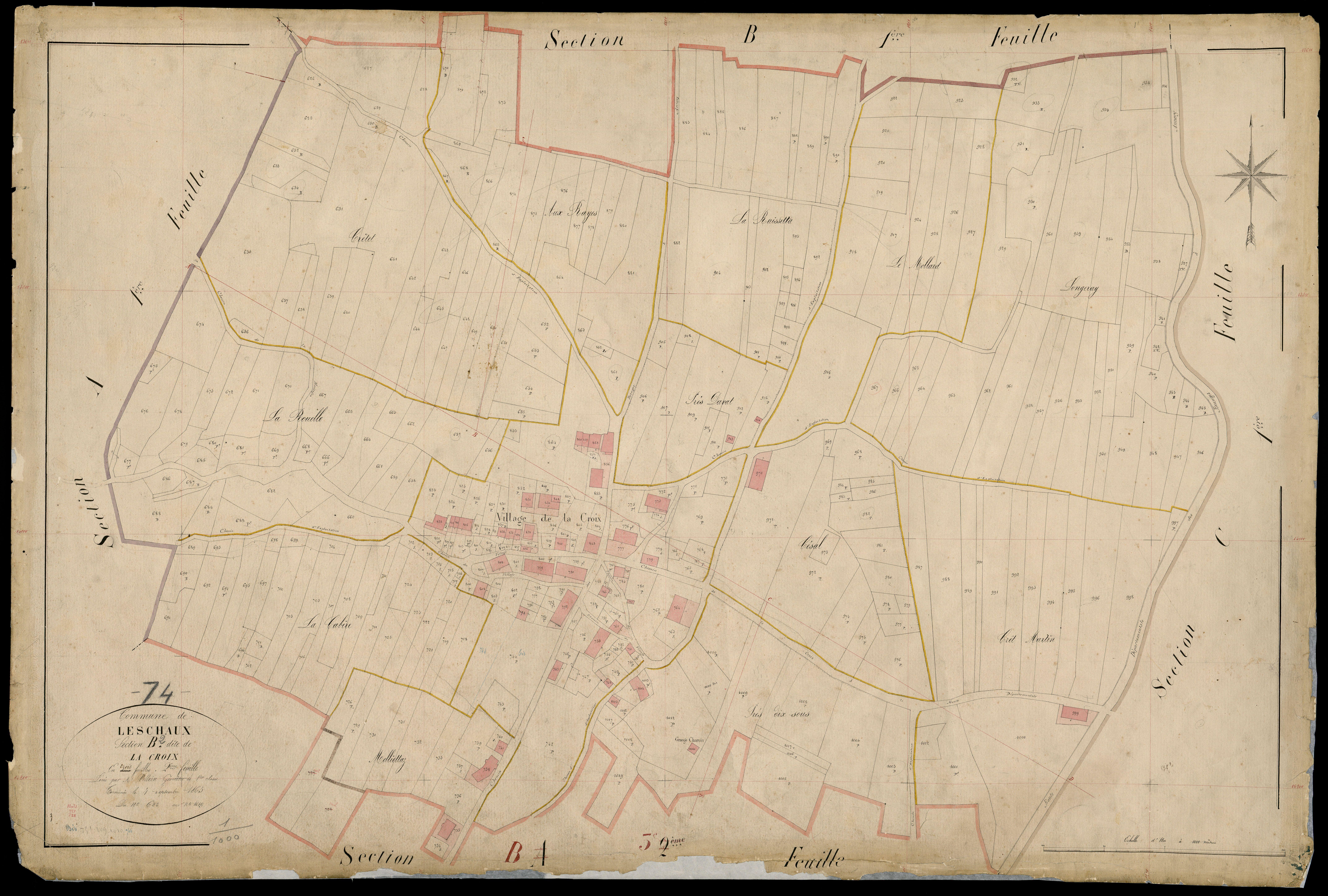 3 P 3 5324 - Feuille n° 3, parcelles n° 1020 à 116 - 21 novembre 1865