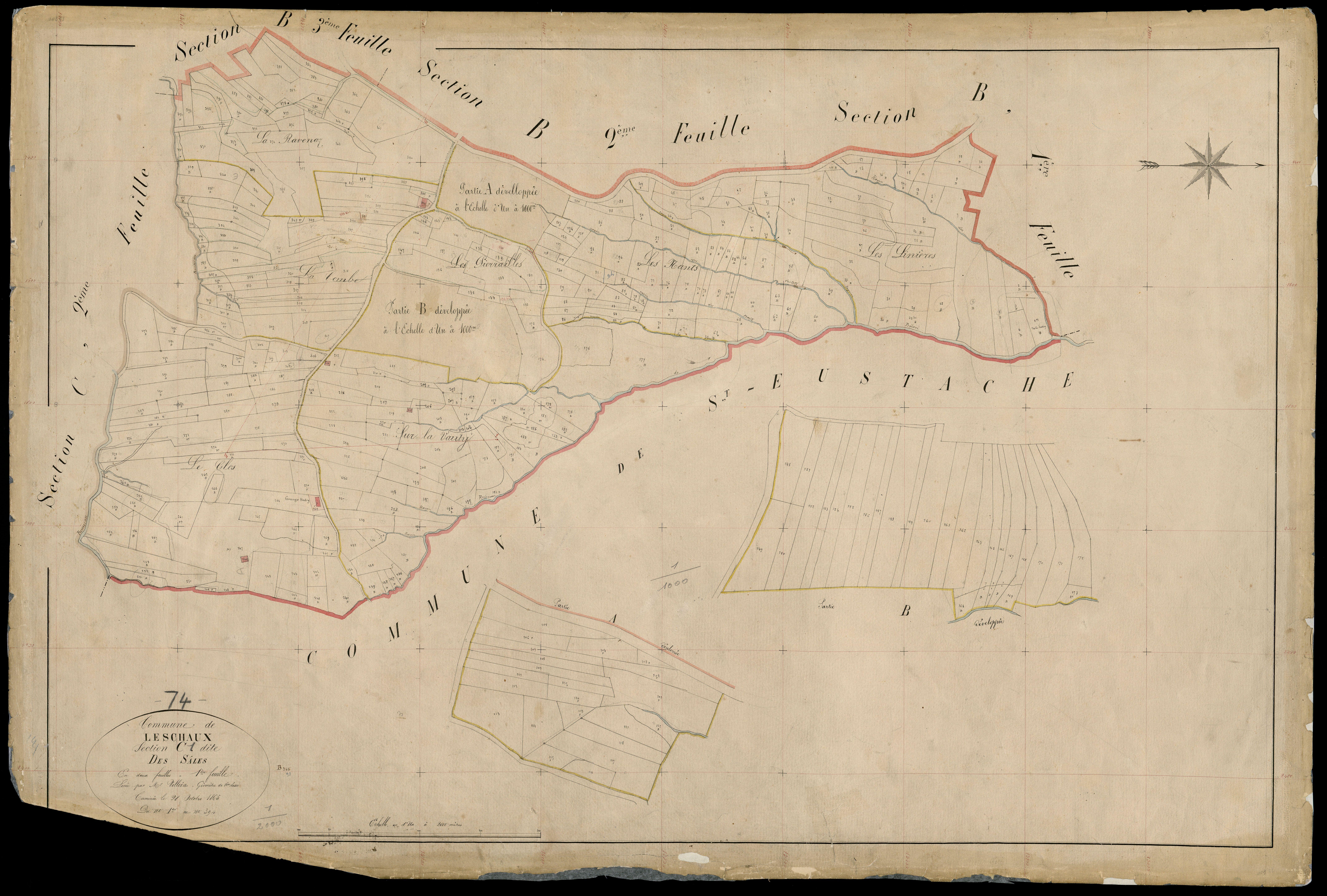 3 P 3 5326 - Feuille n° 2, parcelles n° 39 à 1046 - 15 novembre 1865