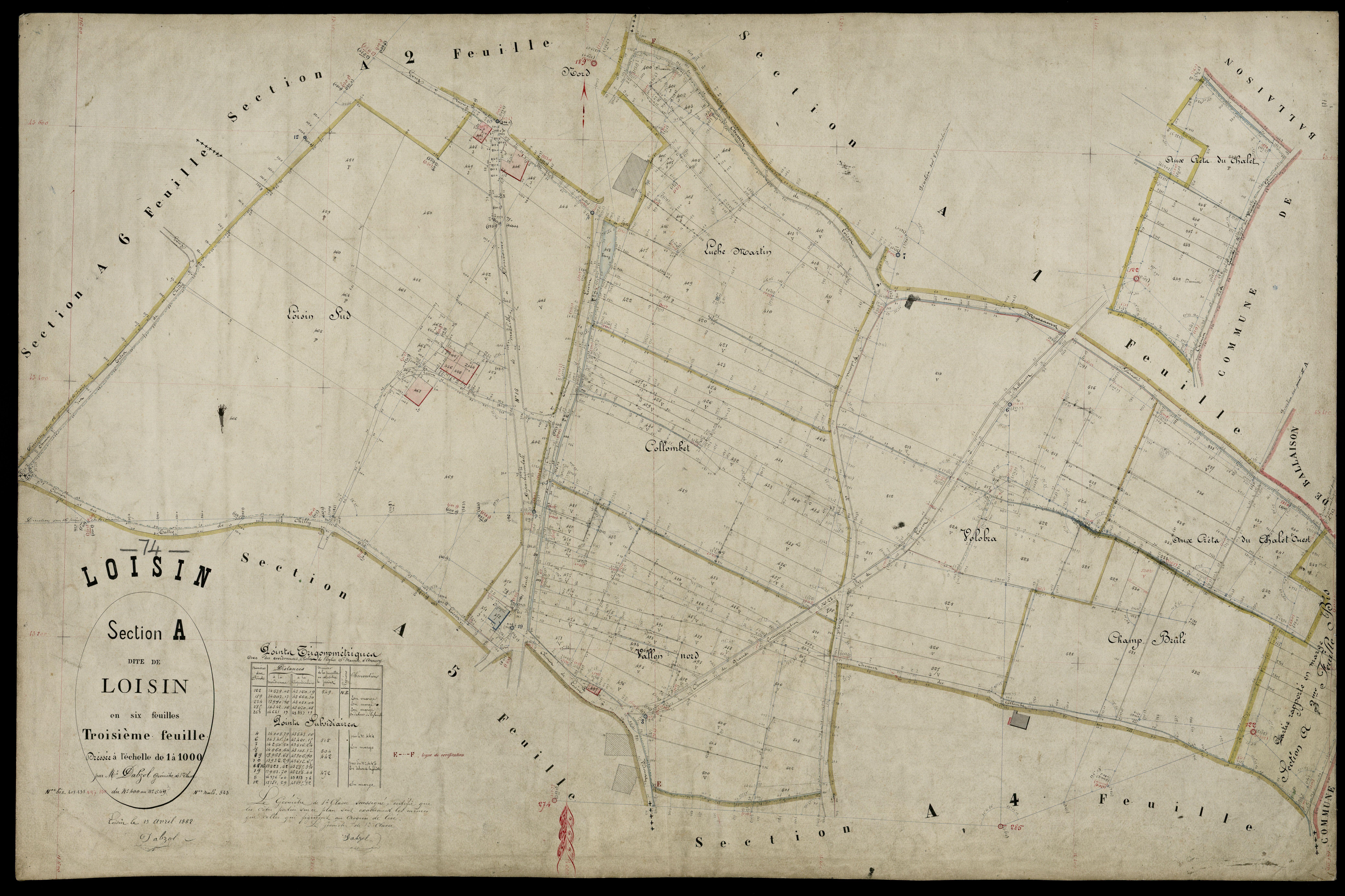 3 P 3 5345 - Feuille n° 3 bis, parcelles n° 44 à 49 - 24 avril 1882