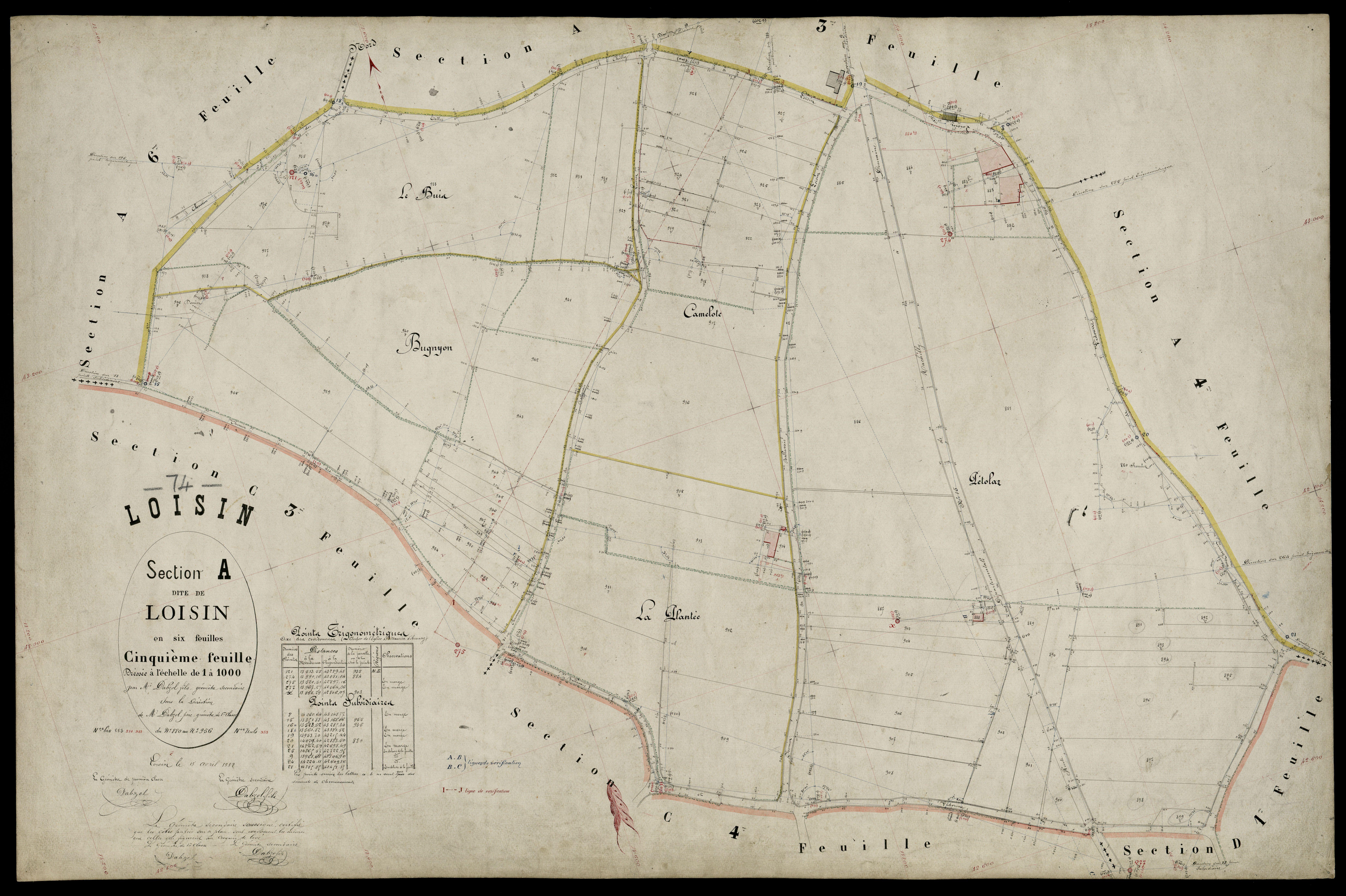 3 P 3 5348 - Feuille n° 6, parcelles n° 87 à 1060 - 15 avril 1882