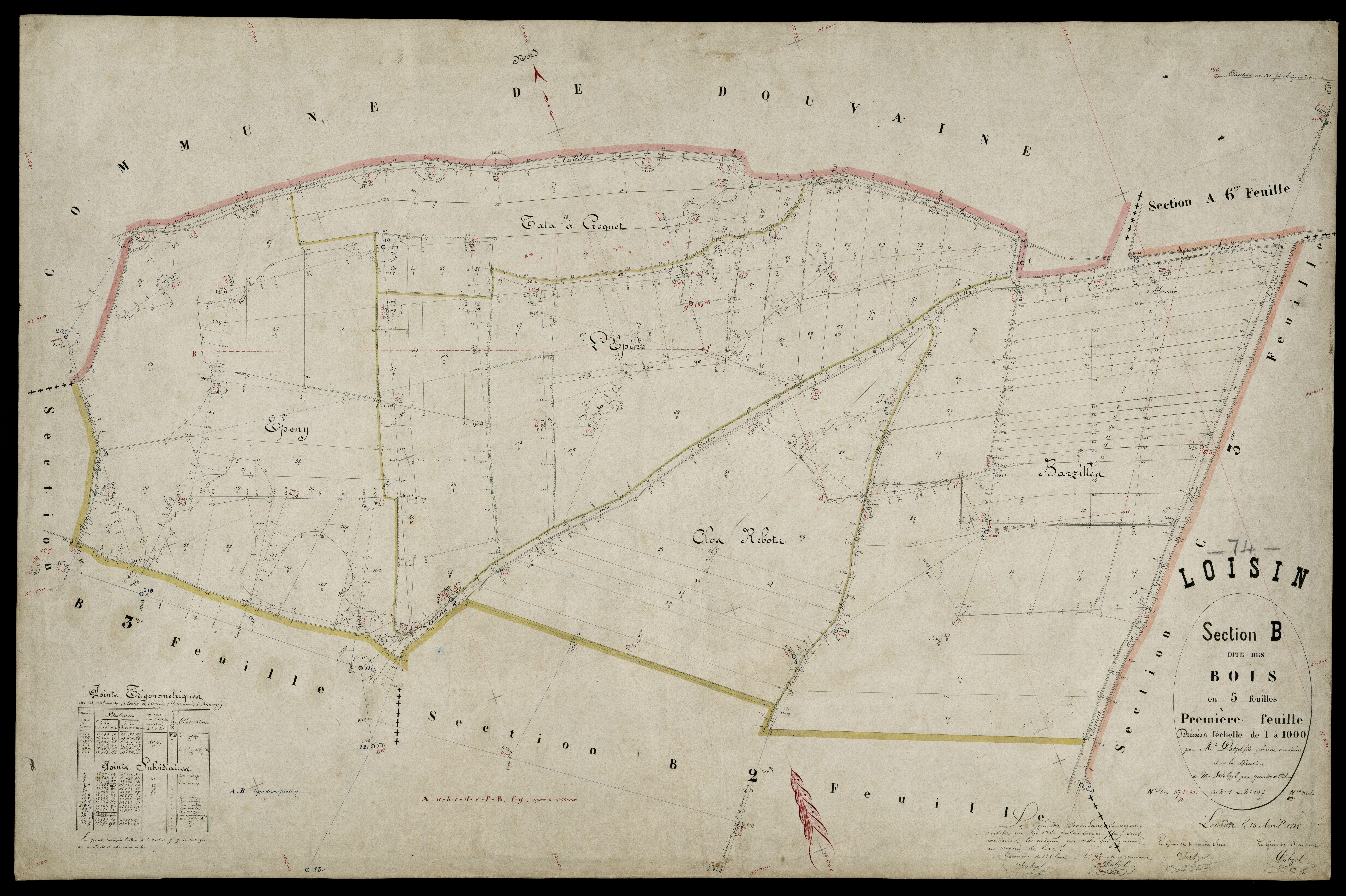 3 P 3 5350 - Feuille n° 2, parcelles n° 108 à 166 - 15 avril 1882