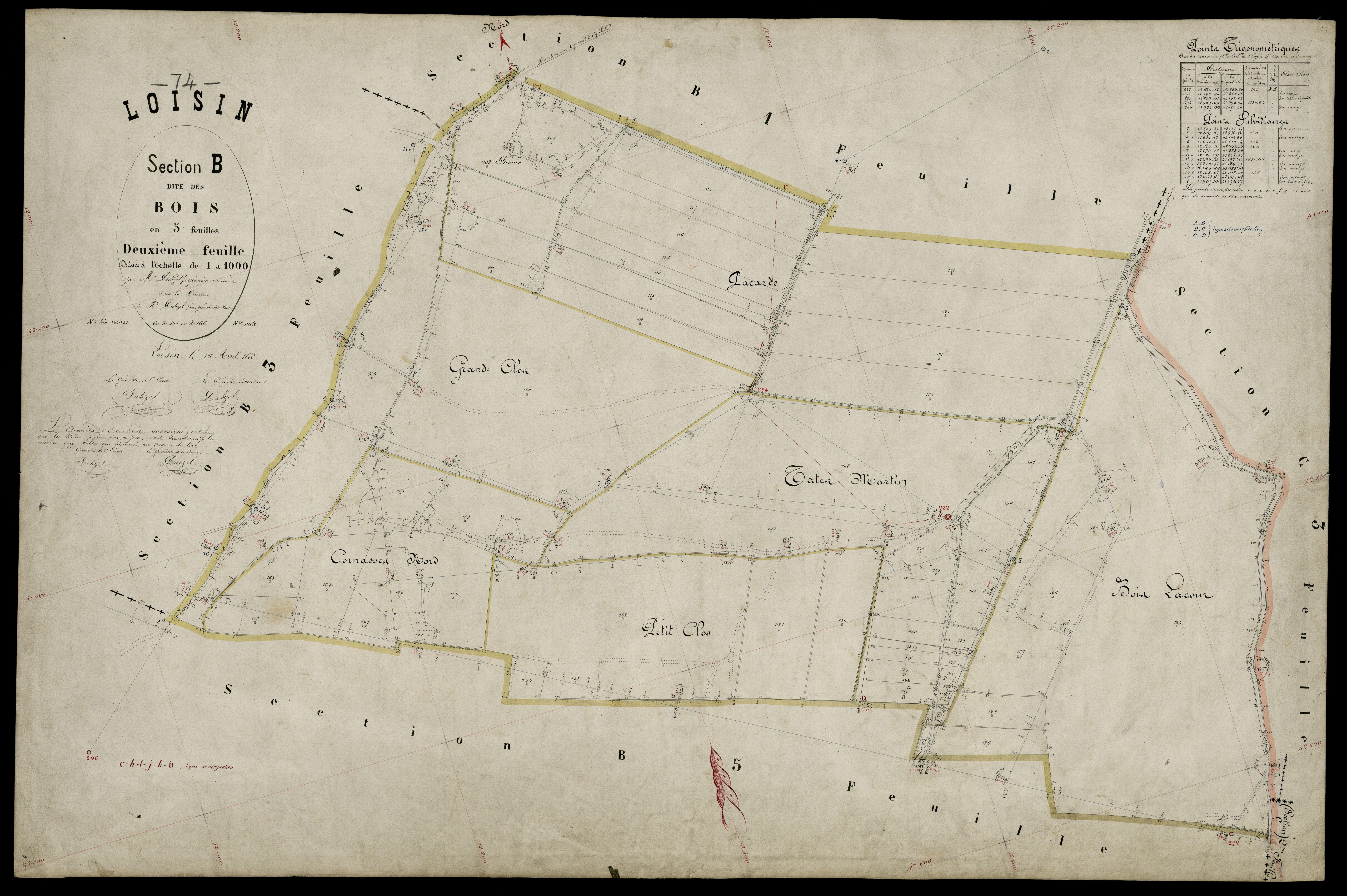 3 P 3 5351 - Feuille n° 3, parcelles n° 167 à 304 - 15 avril 1882
