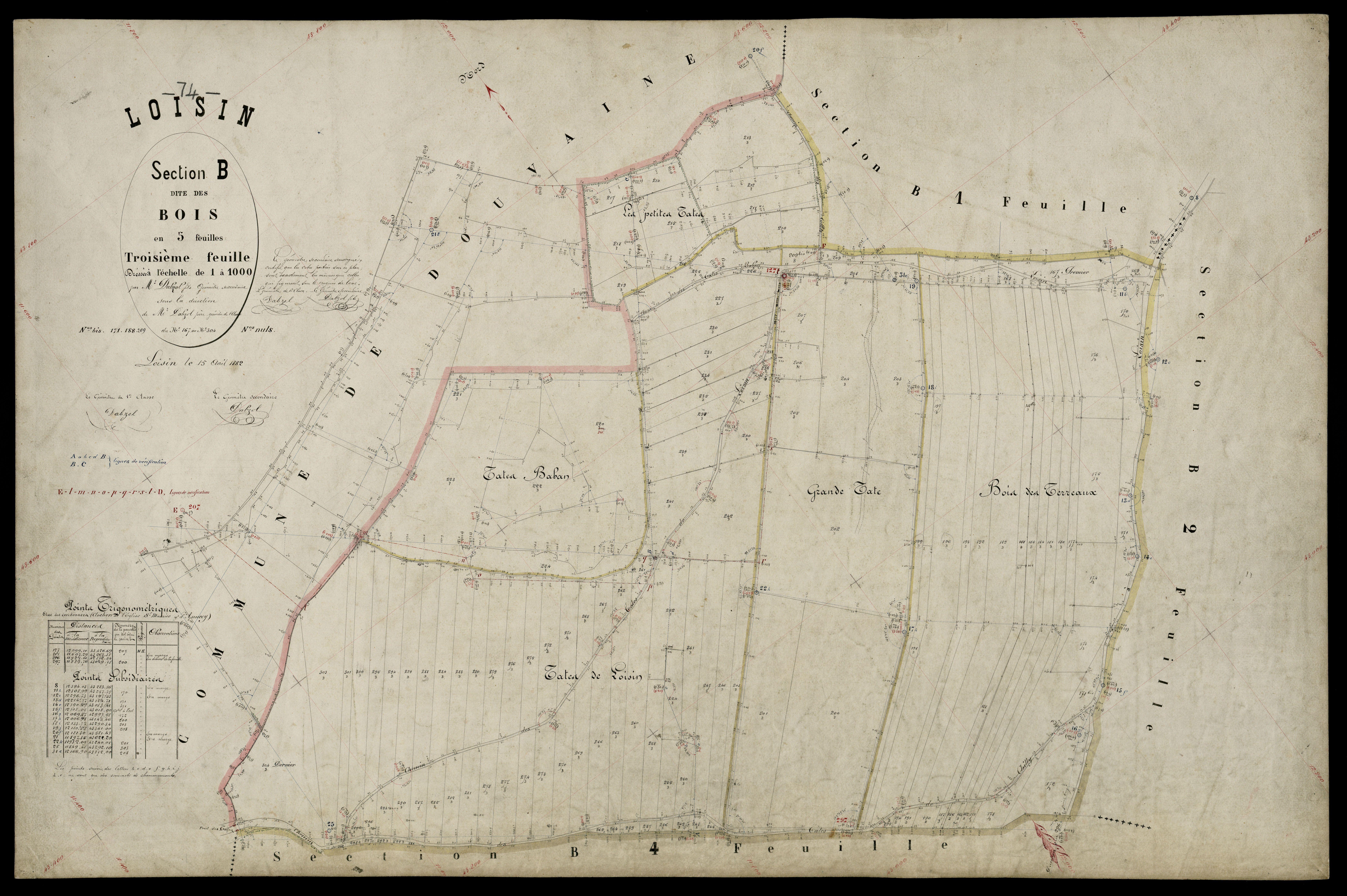 3 P 3 5352 - Feuille n° 4, parcelles n° 30 à 364 - 15 avril 1882