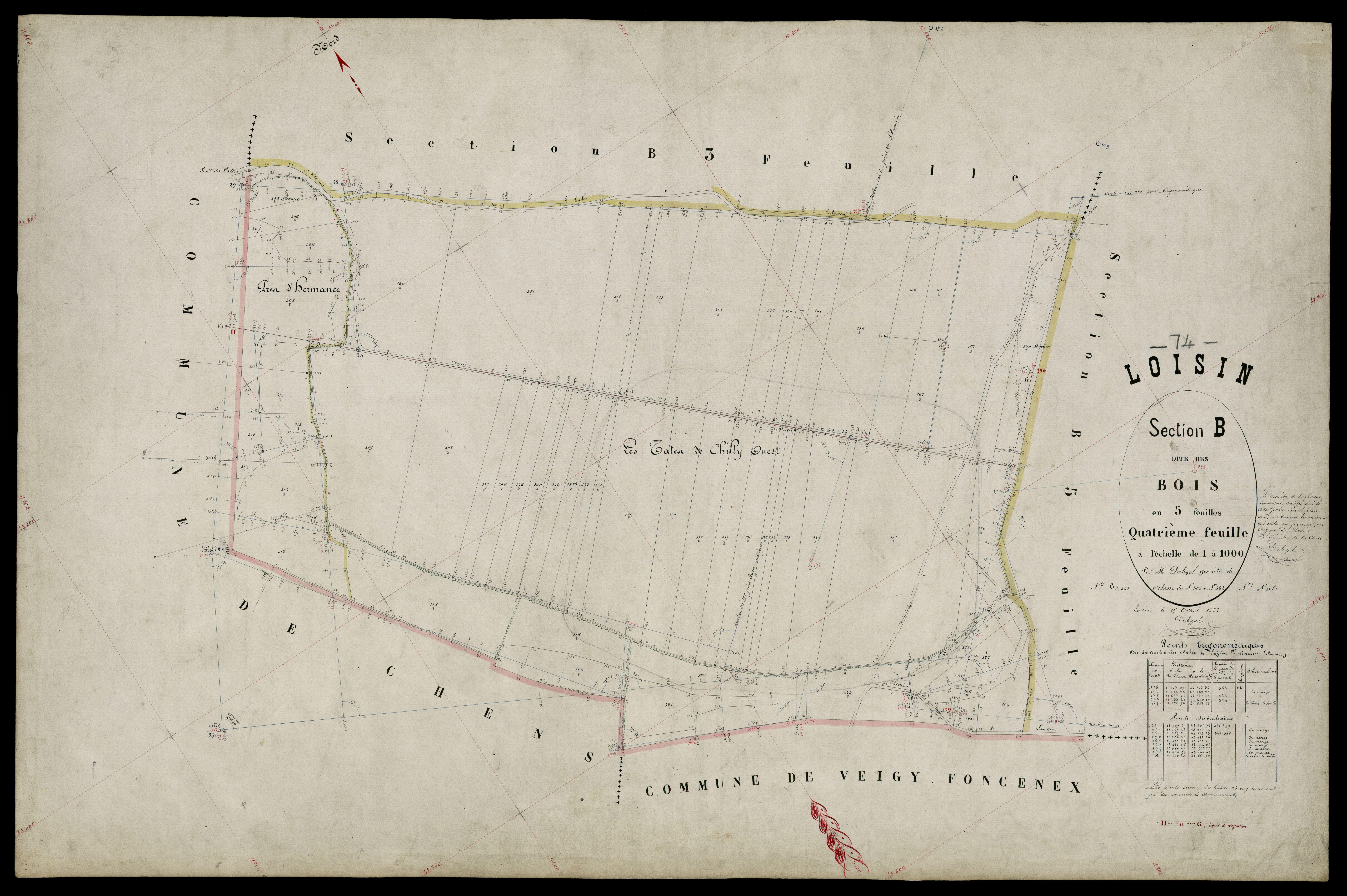 3 P 3 5353 - Feuille n° , parcelles n° 36 à 498 - 15 avril 1882