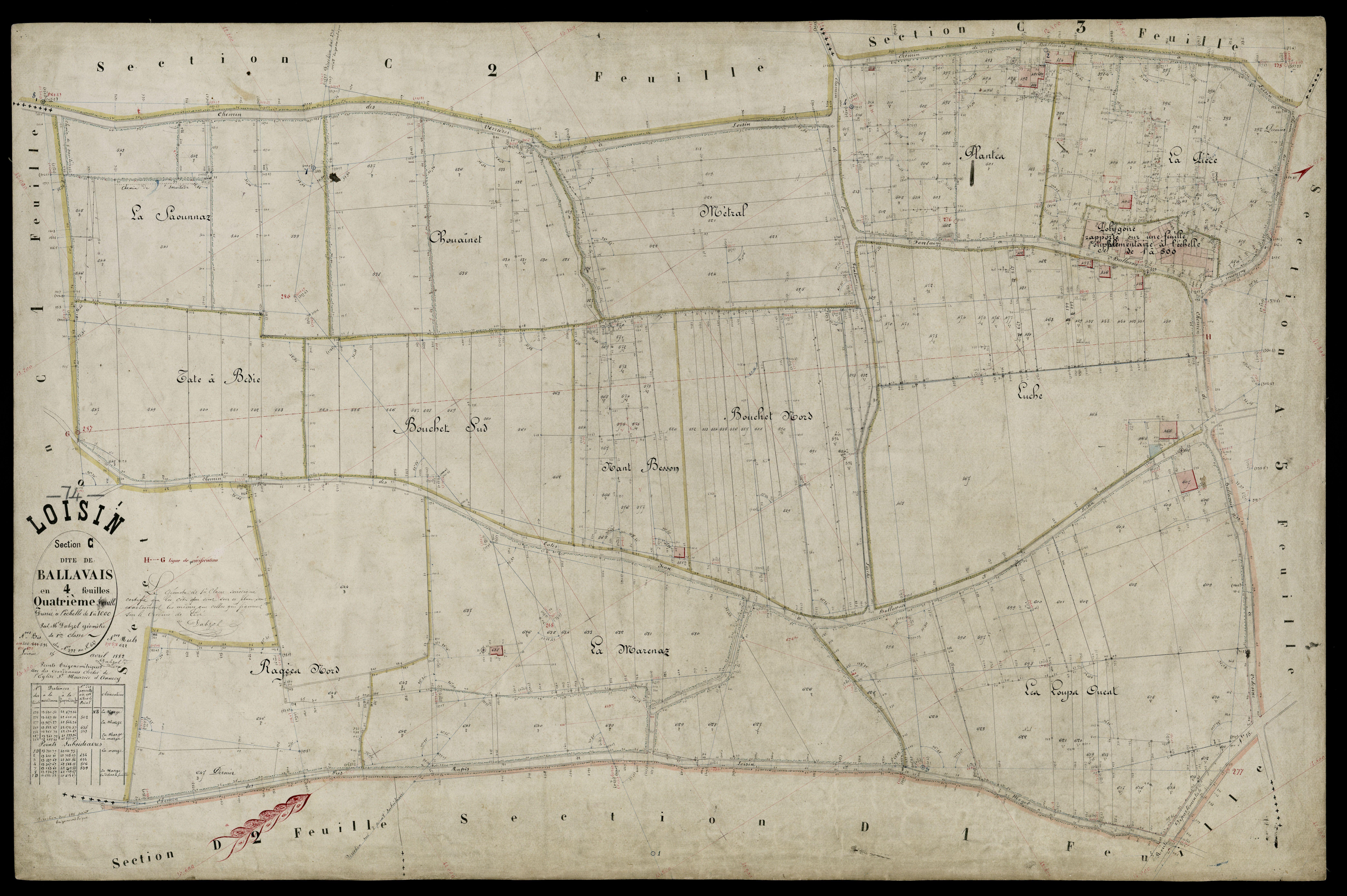 3 P 3 5358 - Feuille n° 4 bis, parcelles n° 421 à 448 - 15 avril 1882