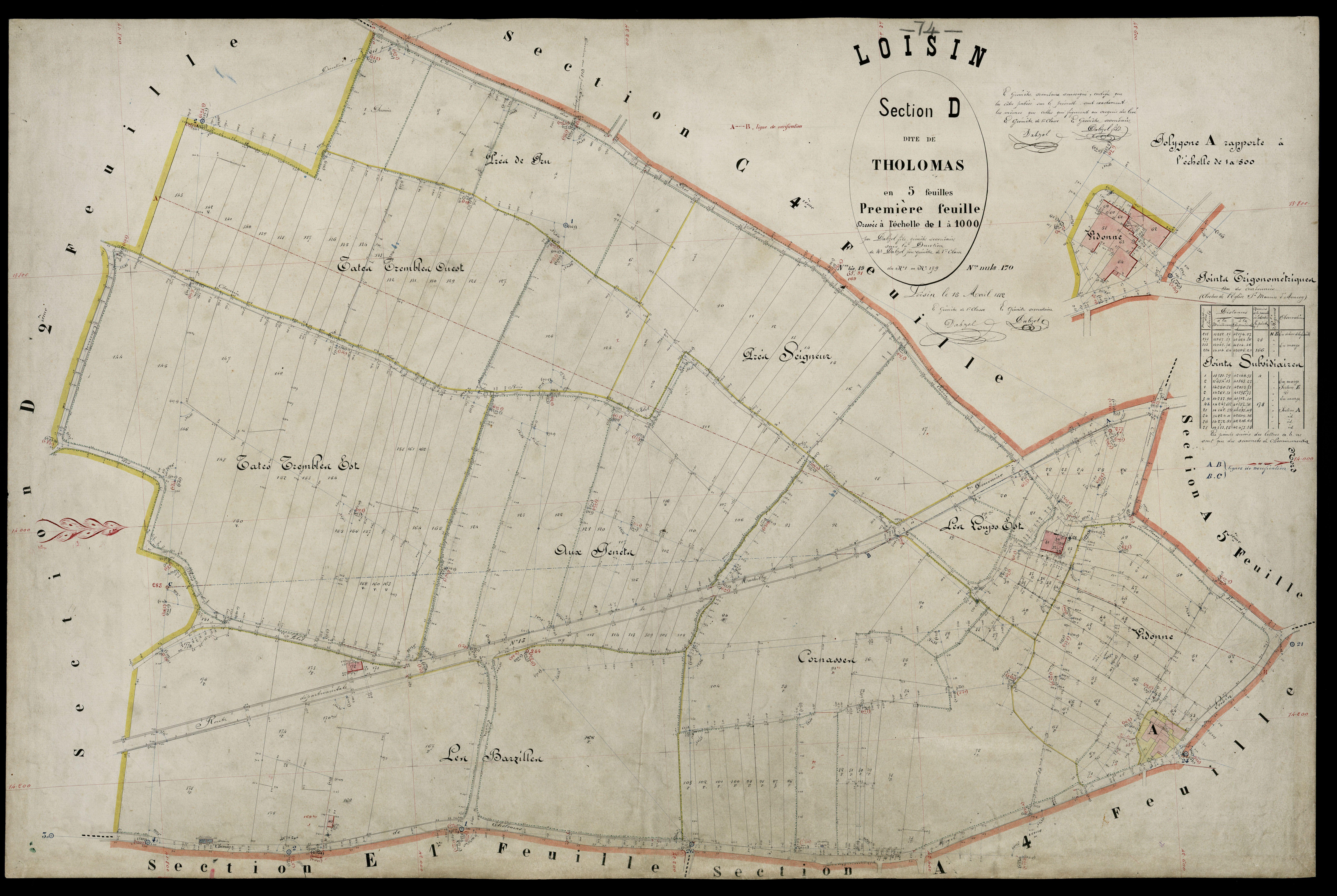 3 P 3 5360 - Feuille n° 2, parcelles n° 180 à 39 - 15 avril 1882