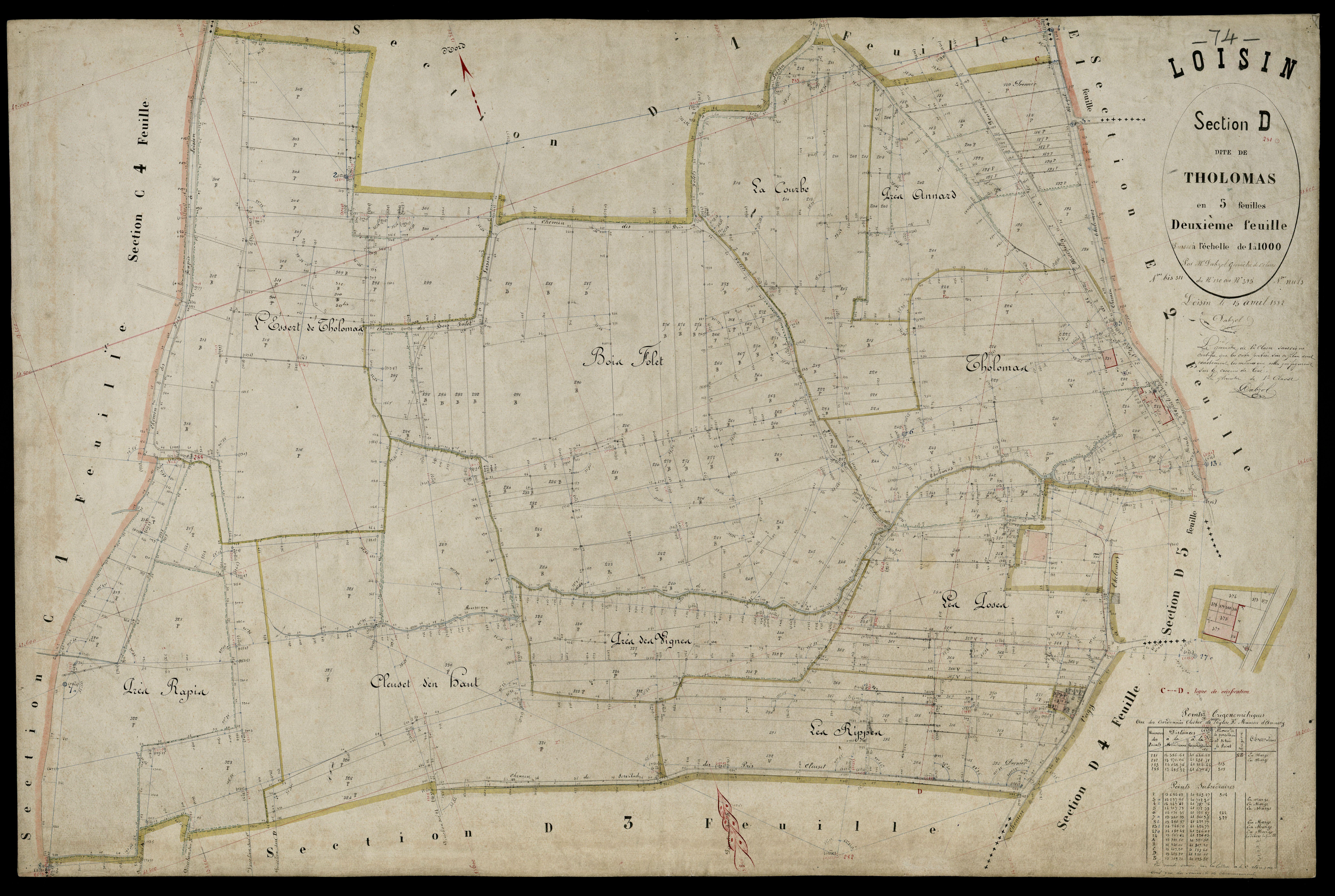 3 P 3 5361 - Feuille n° 3, parcelles n° 396 à 70 - 15 avril 1882