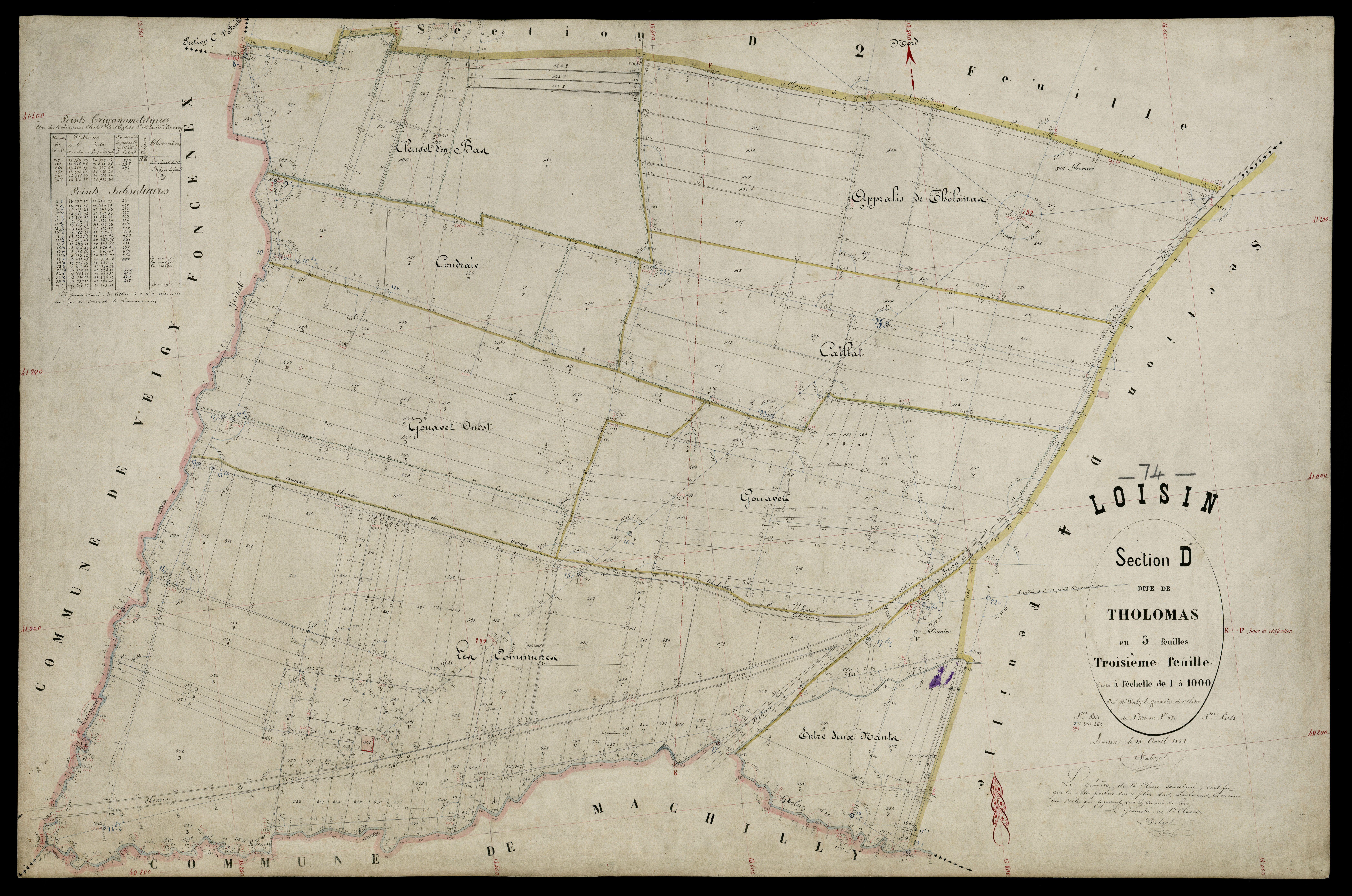 3 P 3 5362 - Feuille n° 4, parcelles n° 71 à 670 - 15 avril 1882